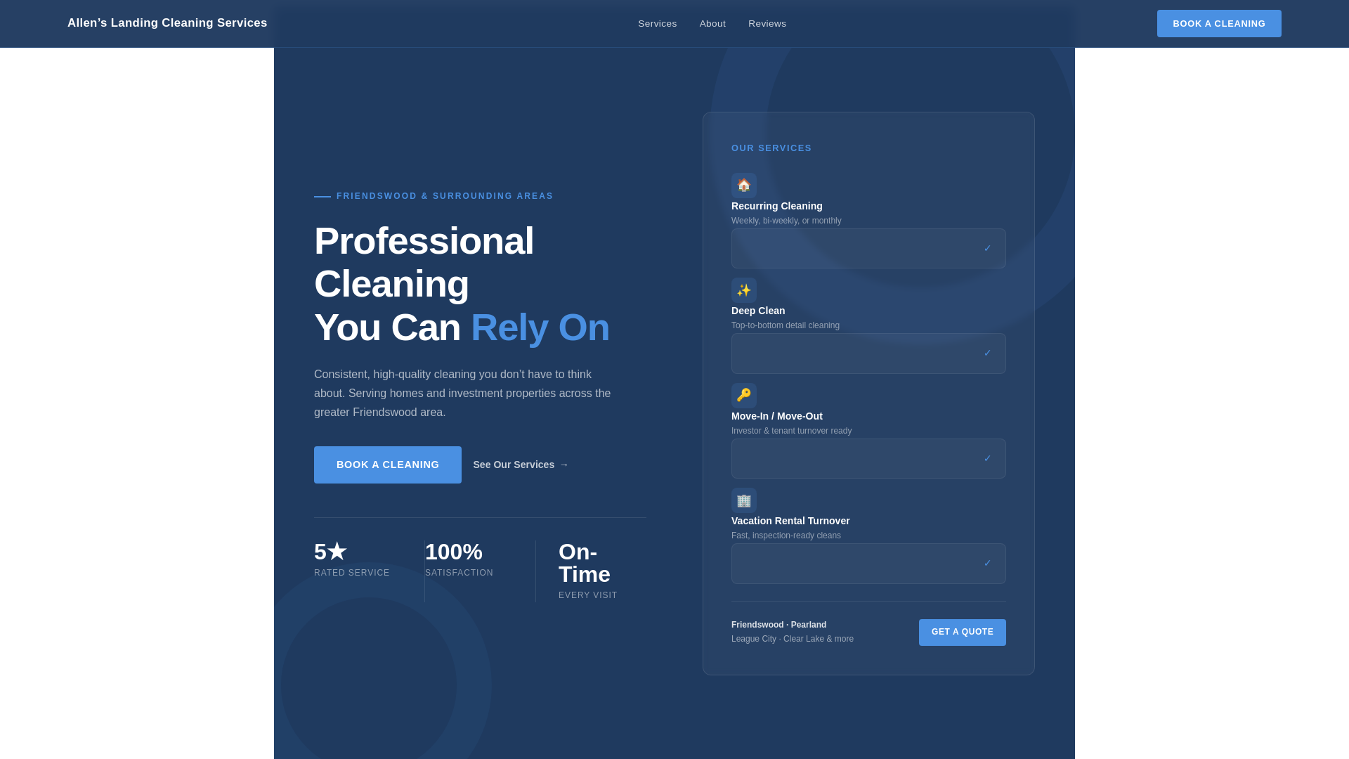website screenshot of https://allenslandingcleaning.com/