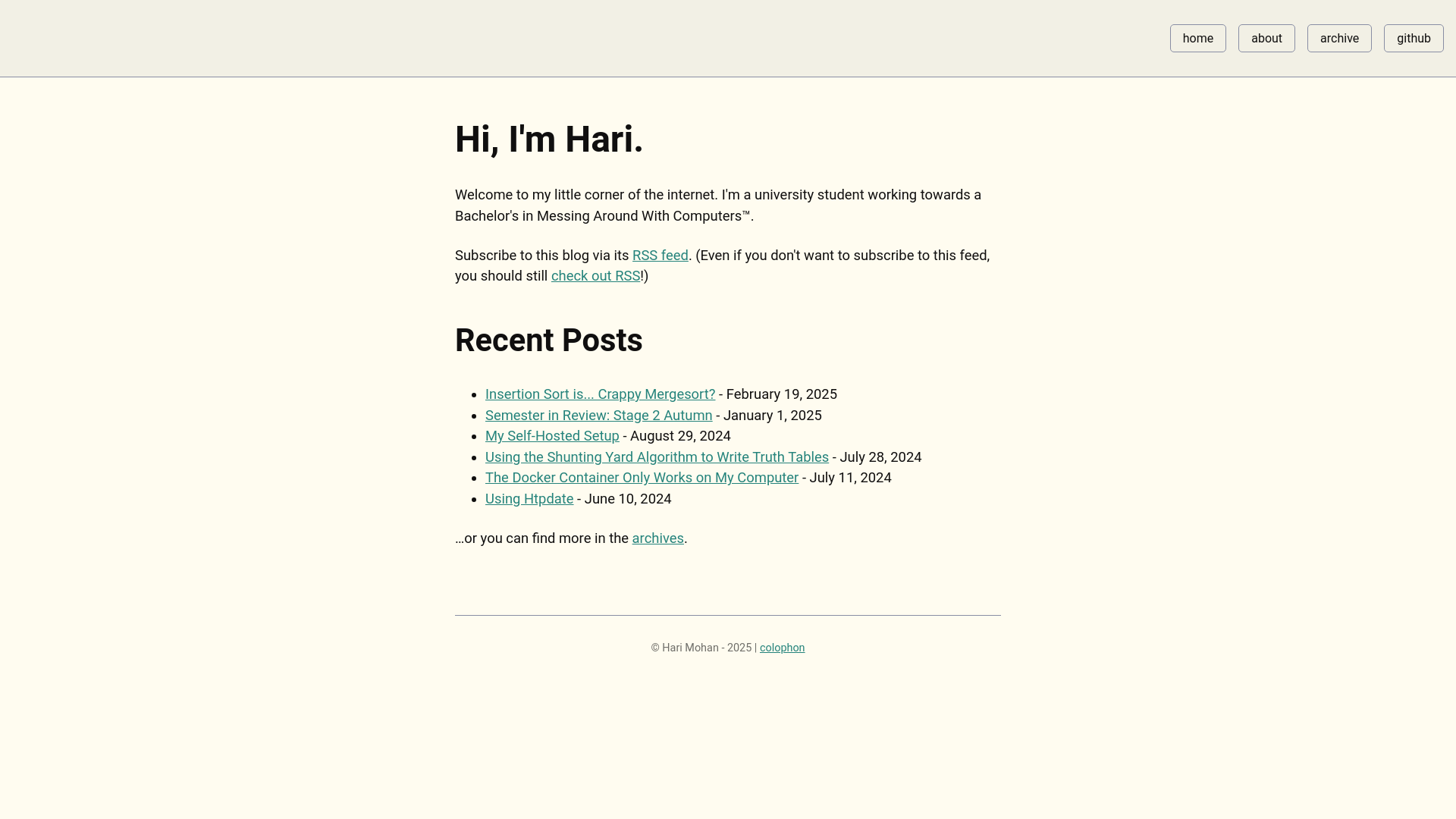 website screenshot of https://haripm.com/