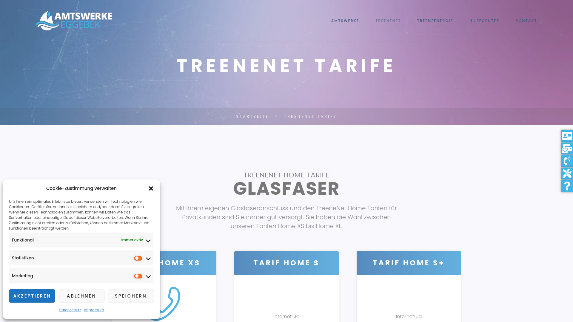 website screenshot of https://amtswerke-eggebek.de/treenenet-tarife/