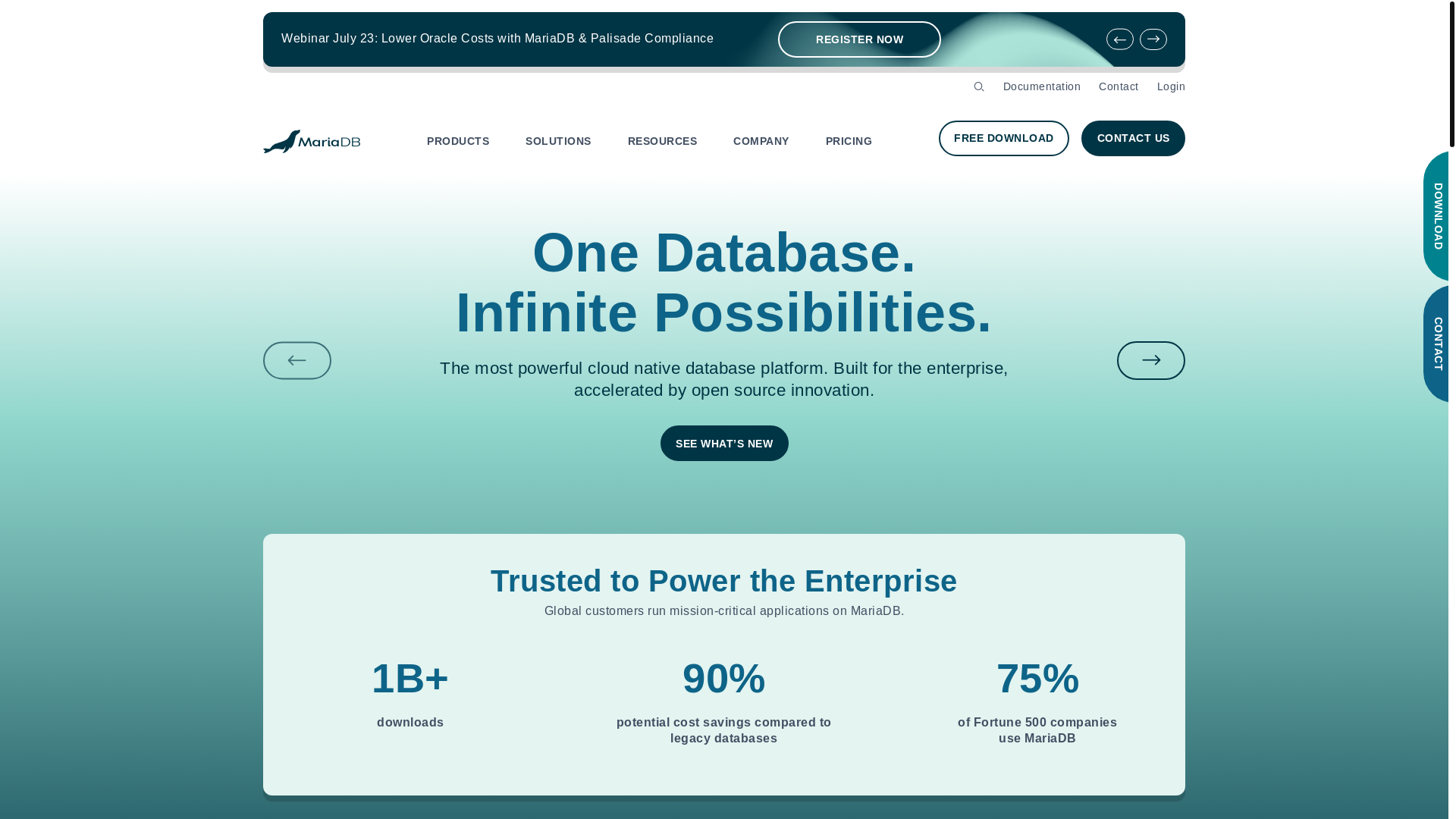 website screenshot of https://cloudmariadb.co/