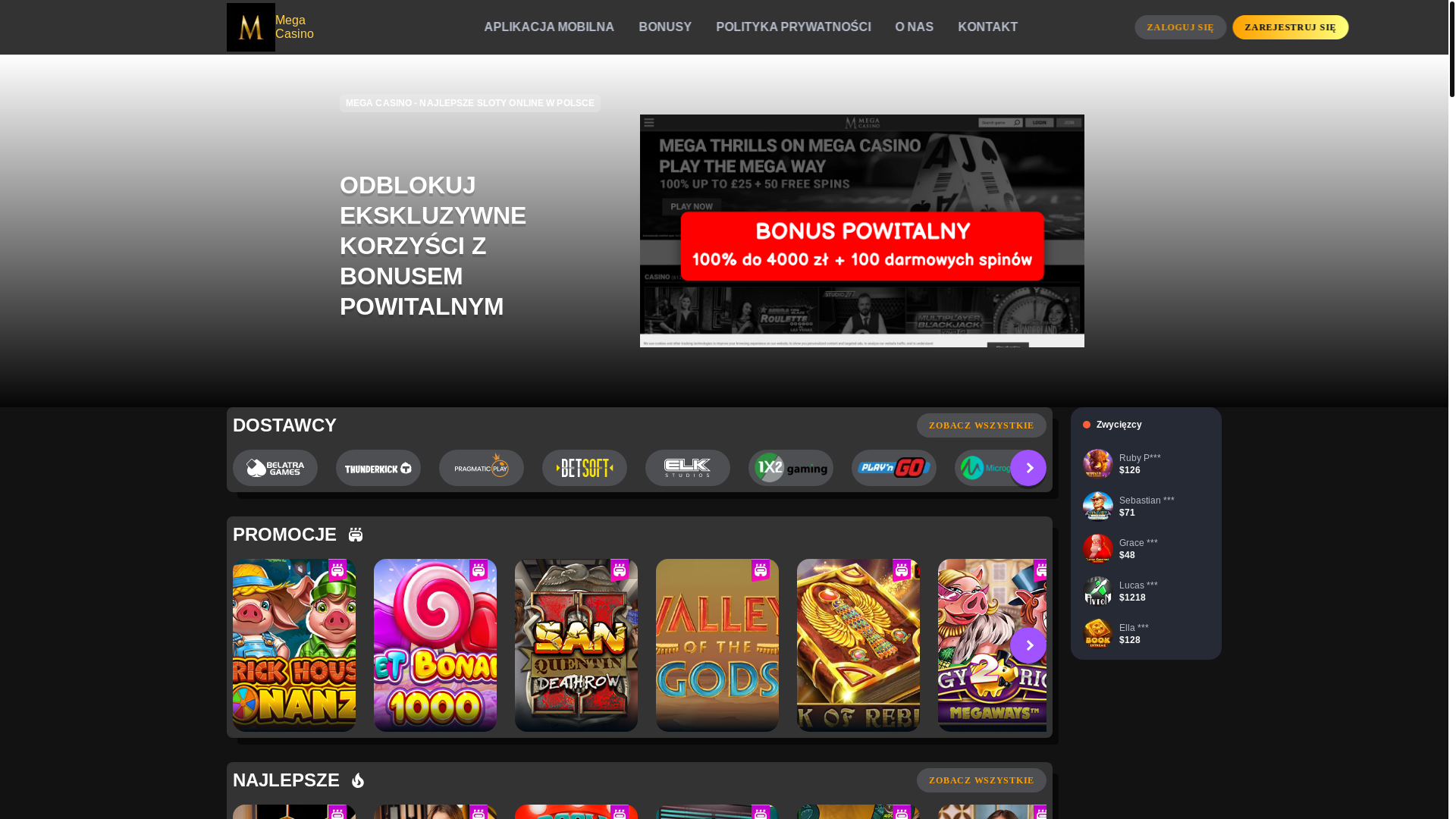 website screenshot of https://mega-casino-pl.pages.dev/