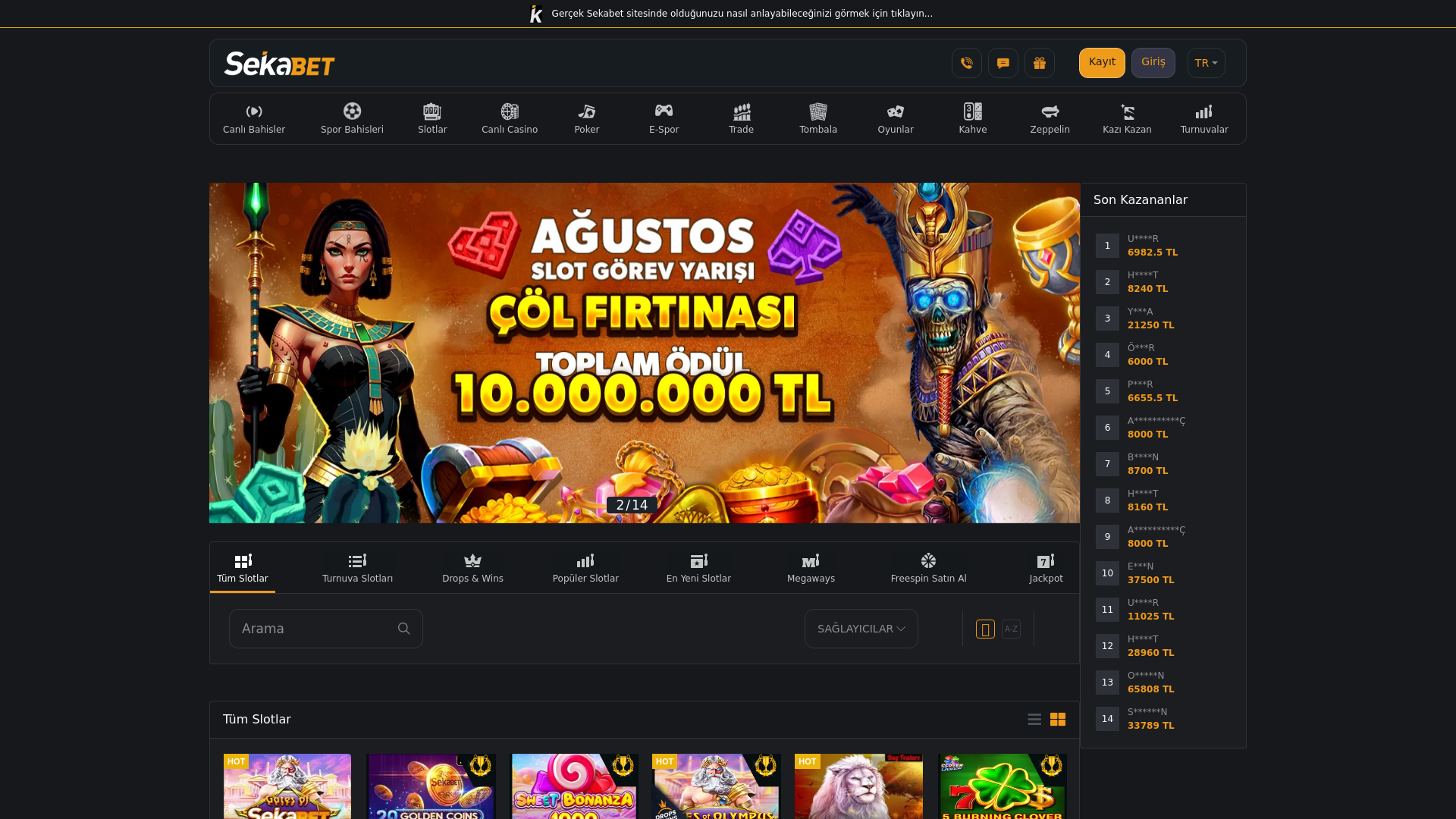 website screenshot of https://sekabet15o9.com/