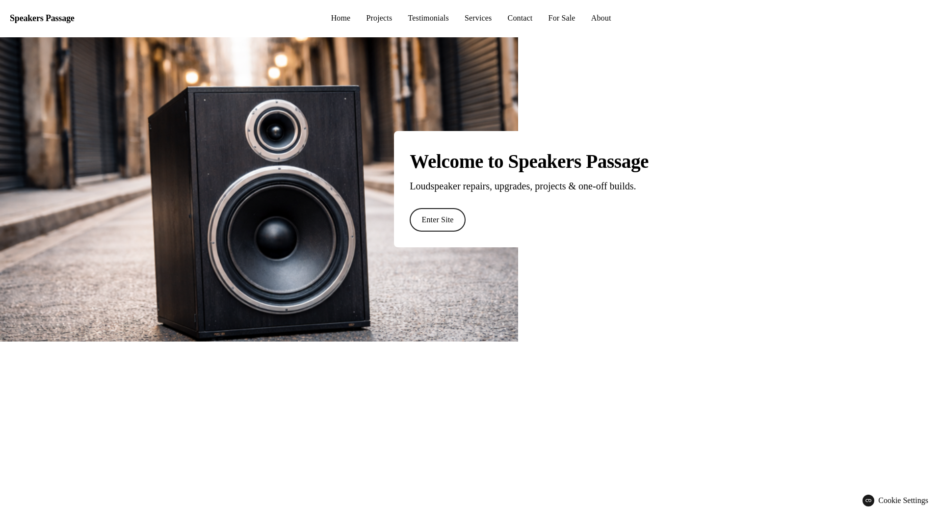 website screenshot of https://speakerspassage.co.uk/
