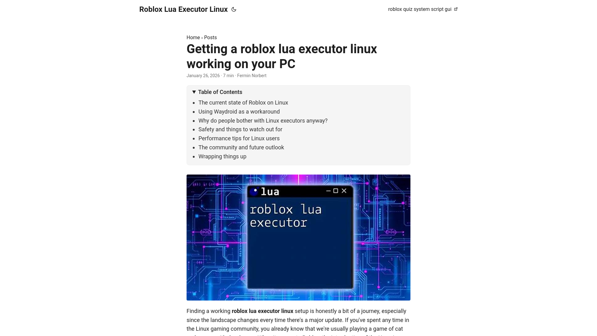 website screenshot of https://roblox-lua-executor-linux.pages.dev/