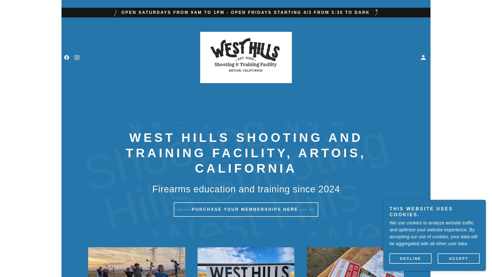 website screenshot of https://westhillsshooting.org