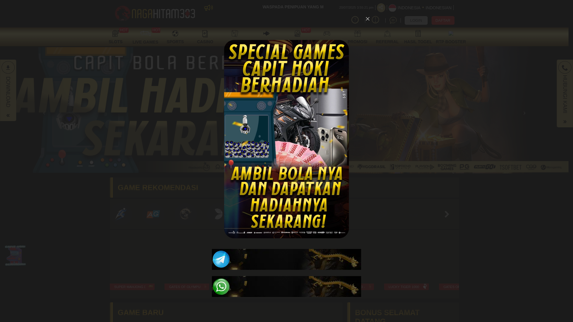 website screenshot of https://nagahitam303lb.live/