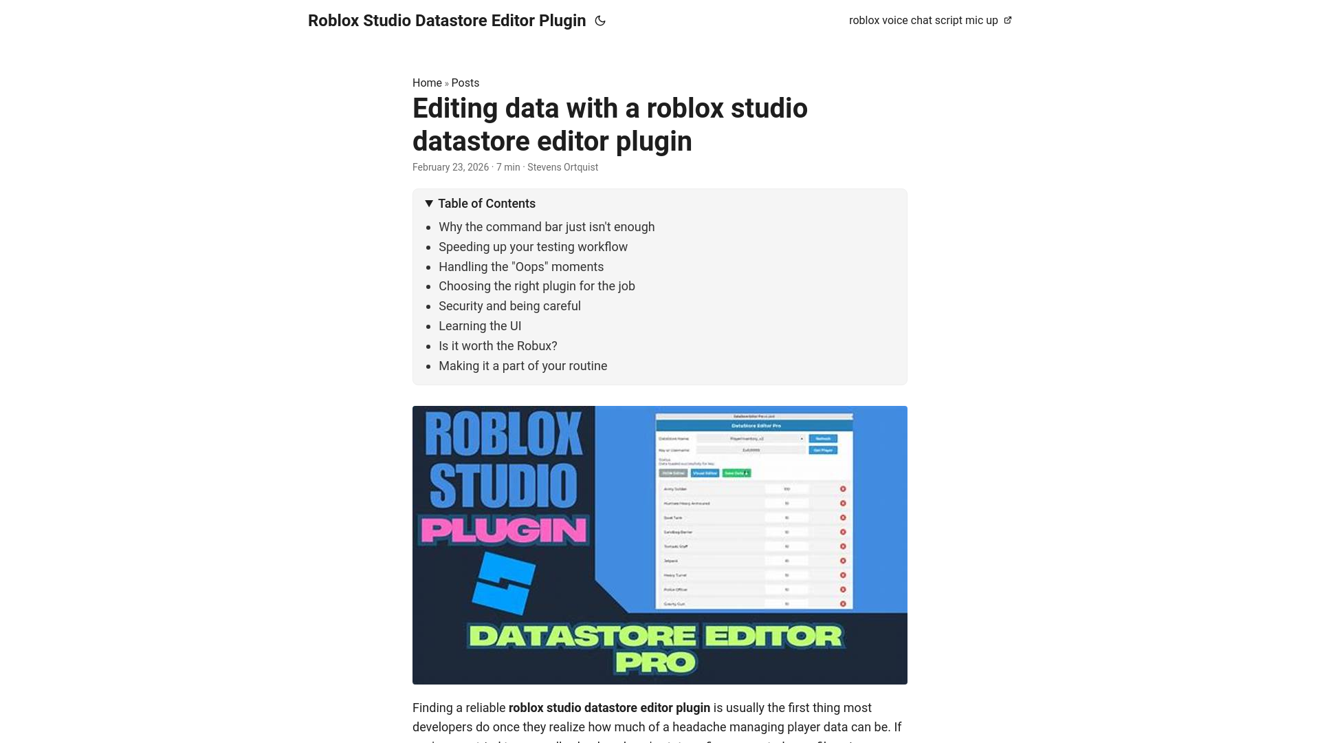 website screenshot of https://roblox-studio-datastore-editor-plugin.pages.dev/
