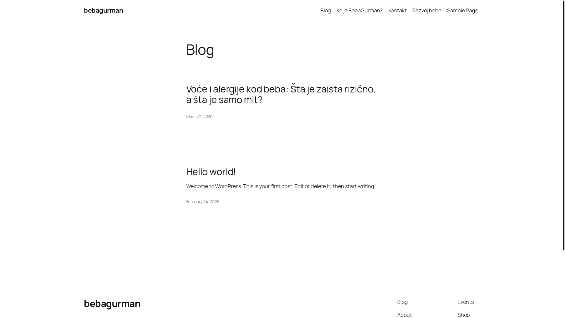 website screenshot of https://bebagurman.com/