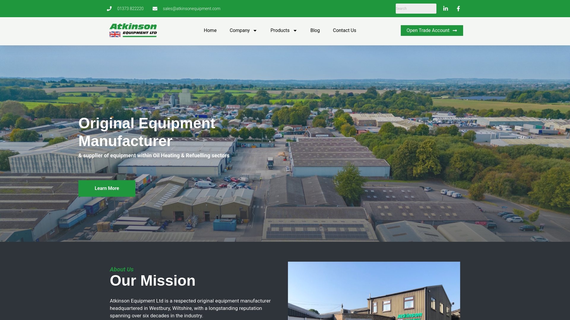 website screenshot of https://www.atkinsonequipment.com