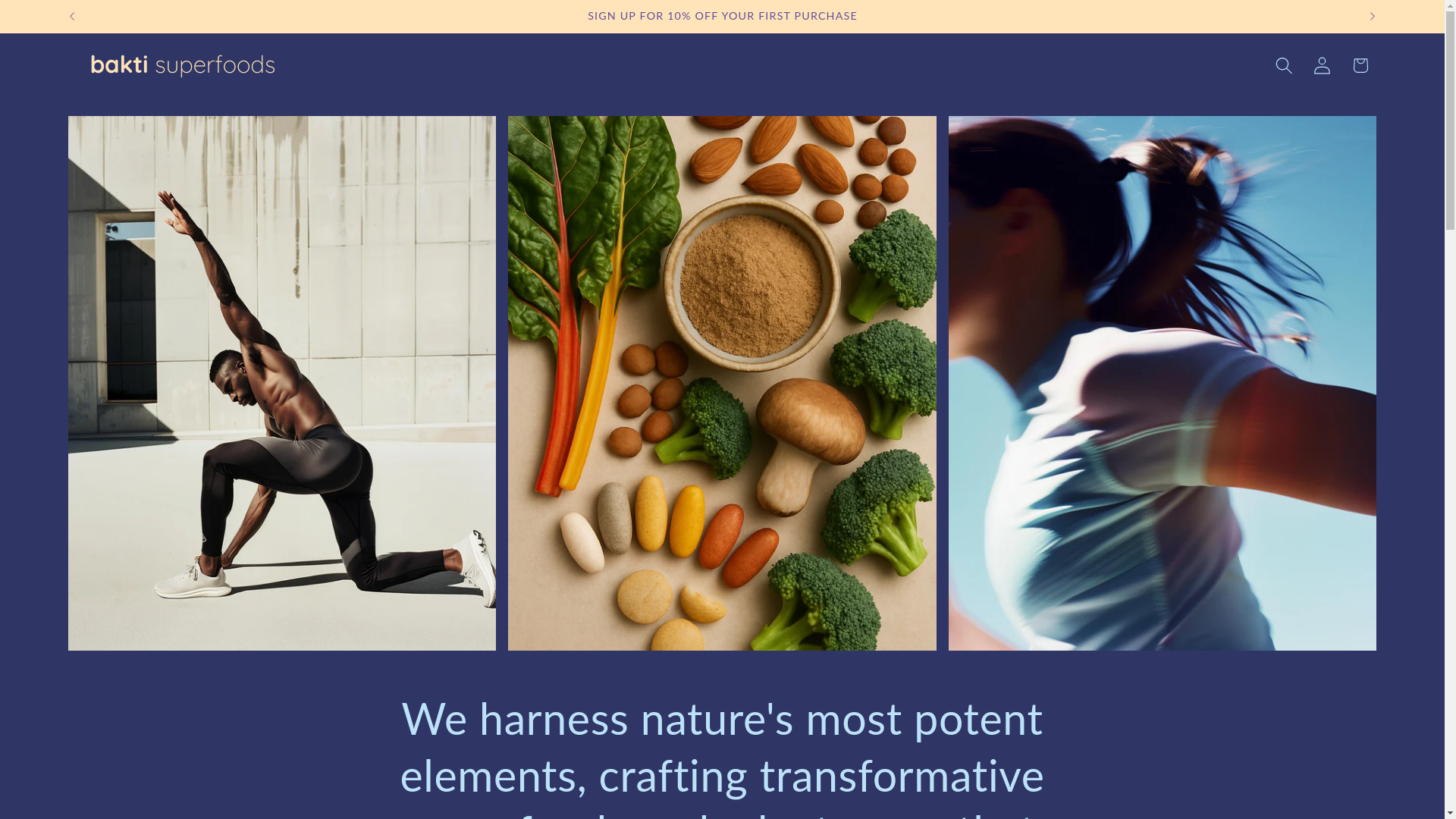 website screenshot of https://baktisuperfoods.com/