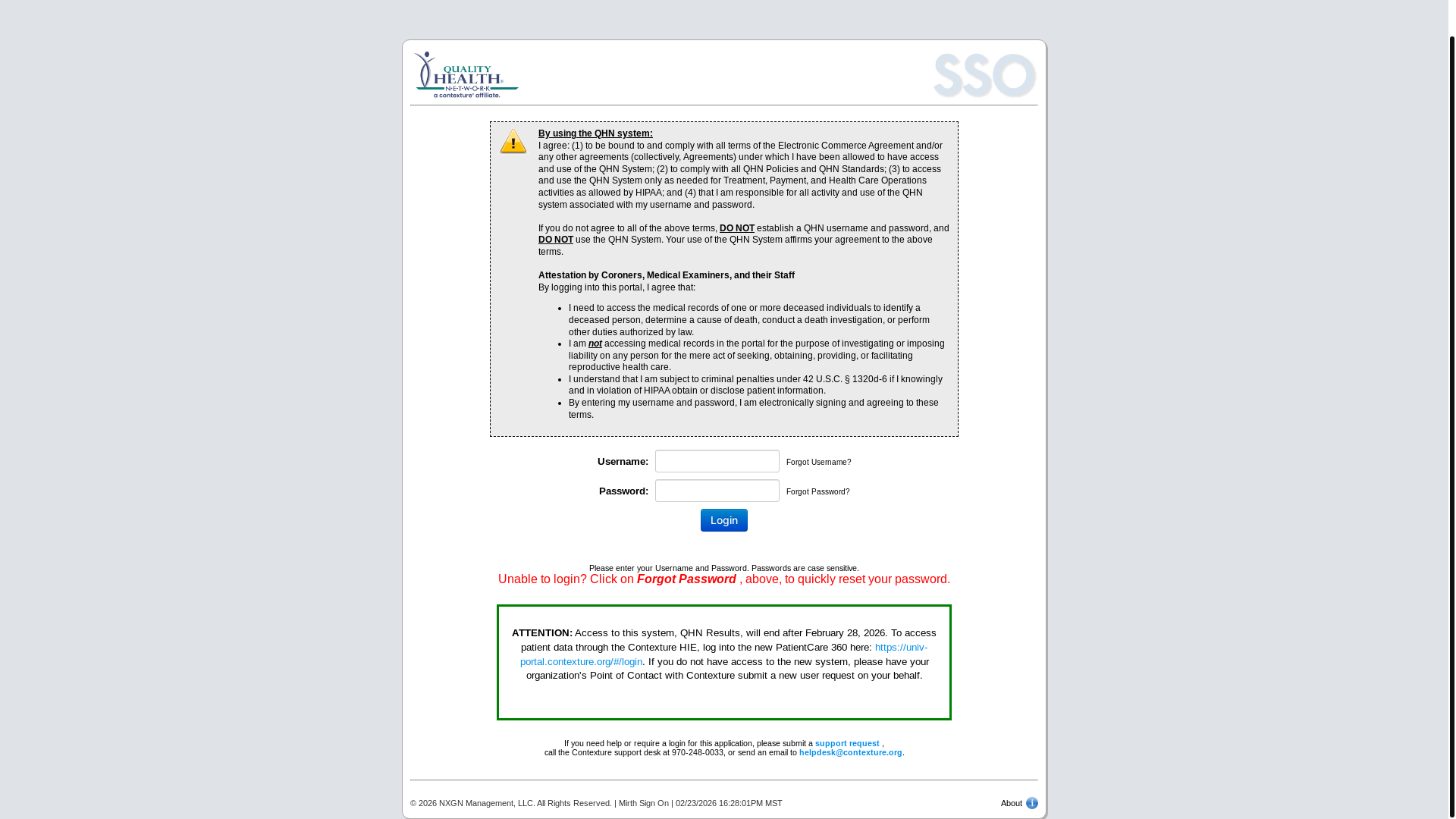 website screenshot of https://results.qhnapps.org/