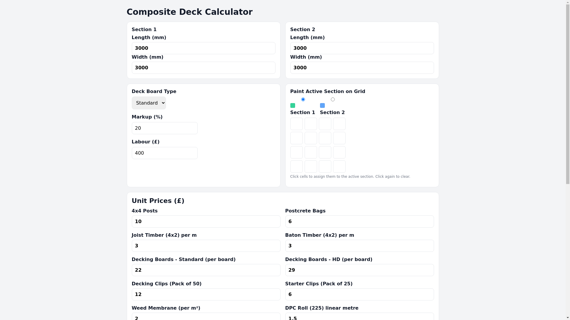 website screenshot of https://deckingcalcv1.pages.dev/