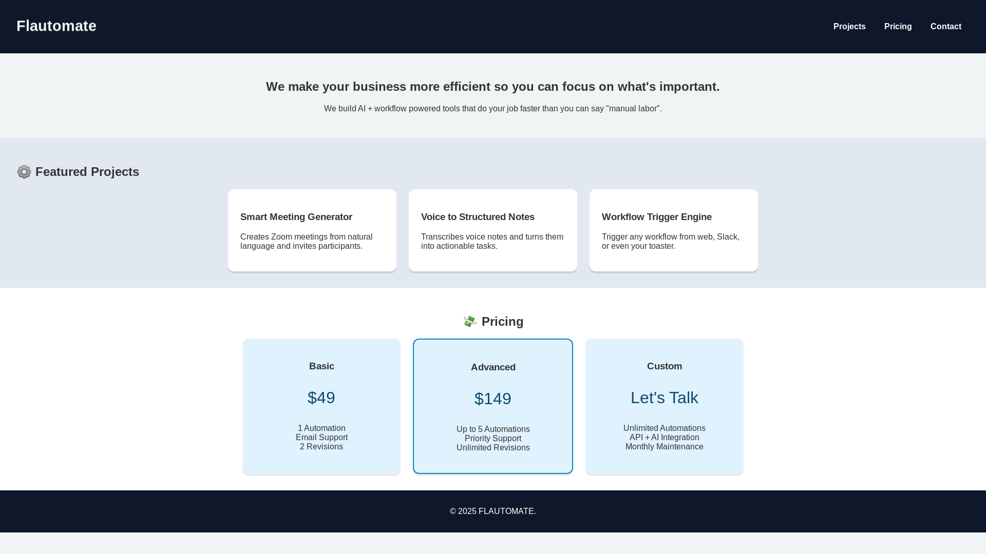 website screenshot of https://flautomate.com/