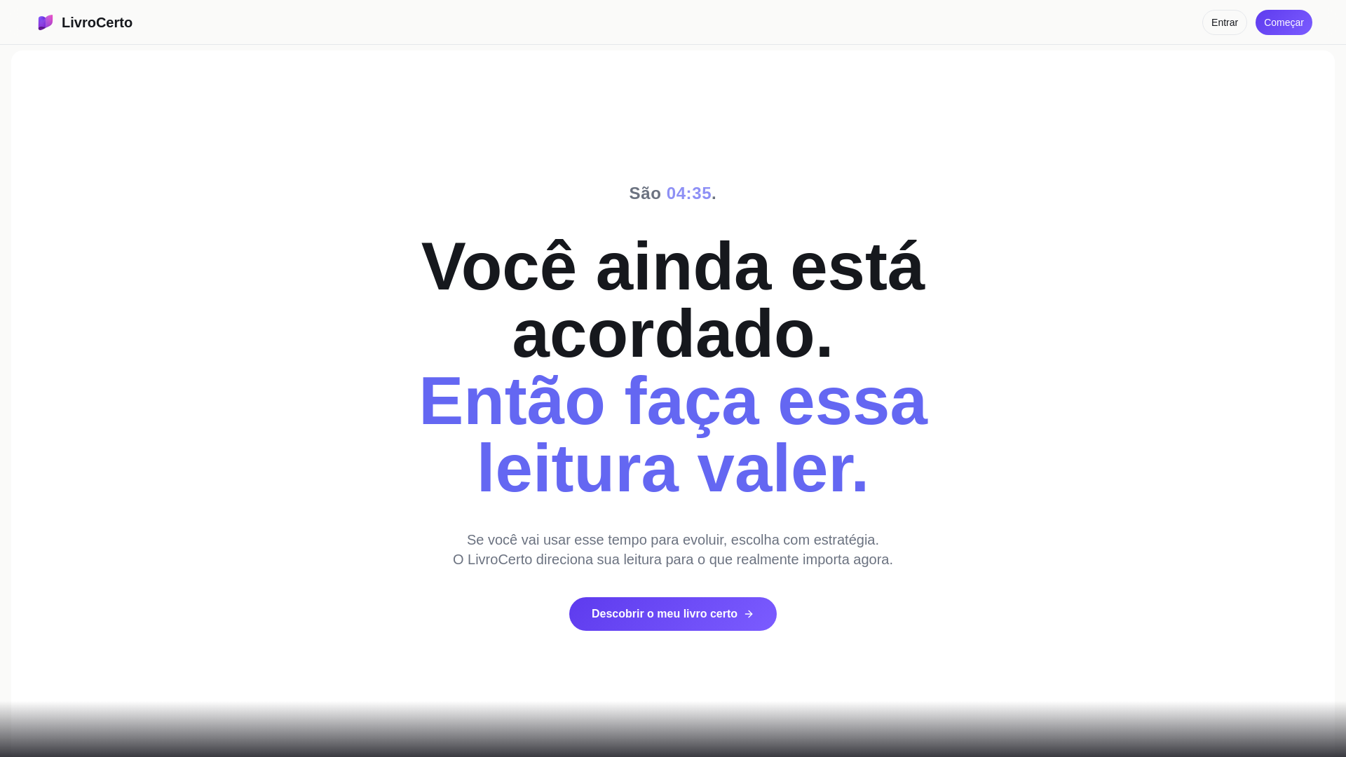 website screenshot of https://livrocerto.app/