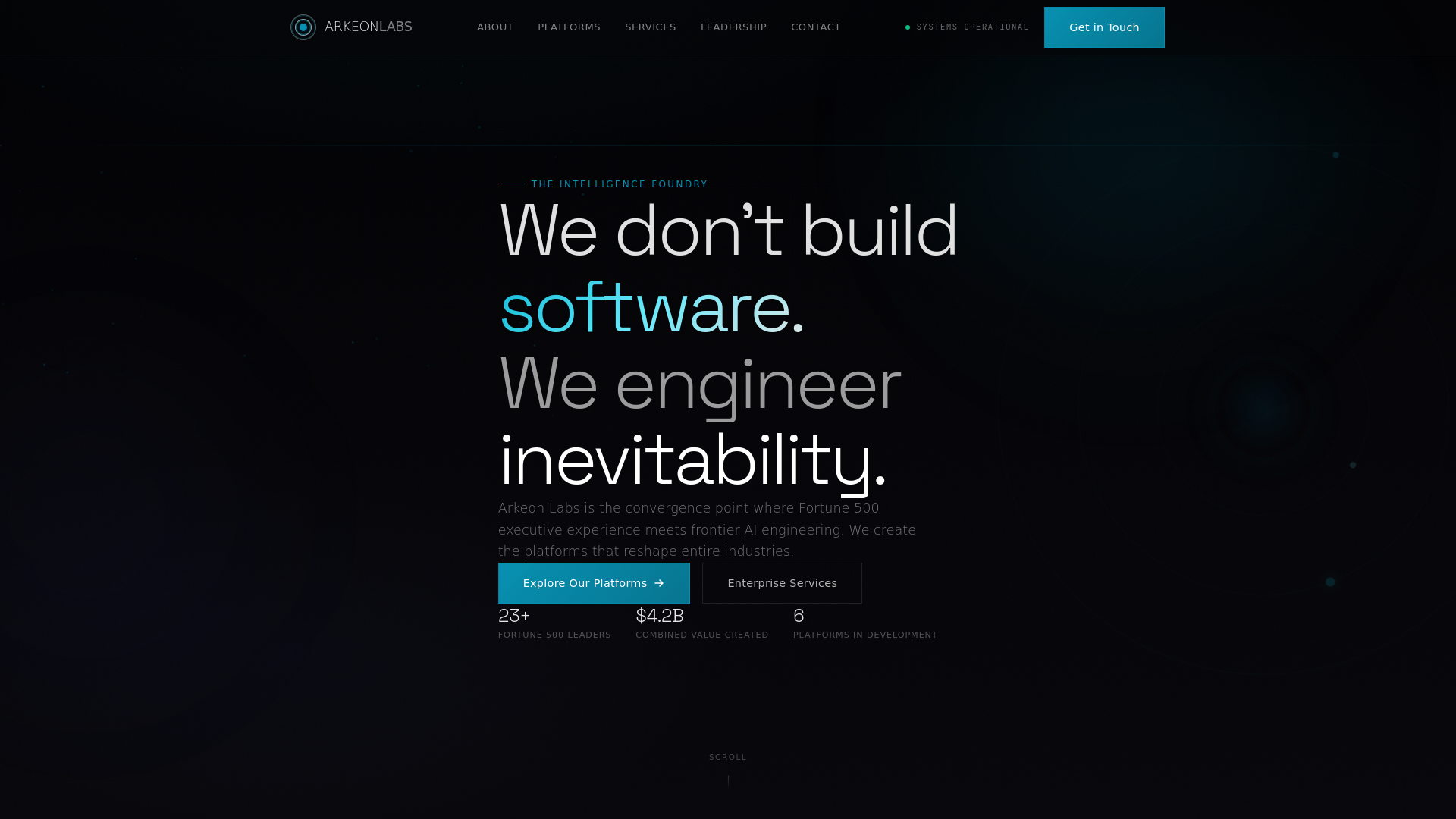 website screenshot of https://arkeonlabs.ai/