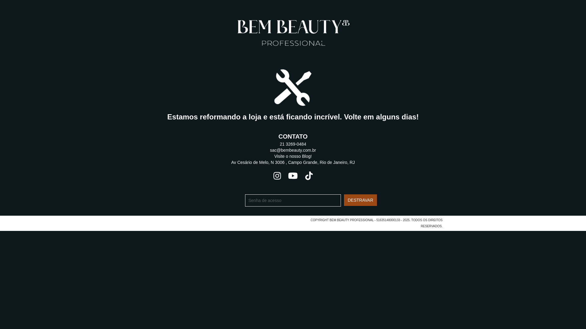 website screenshot of https://bembeautyprofissional.com.br/