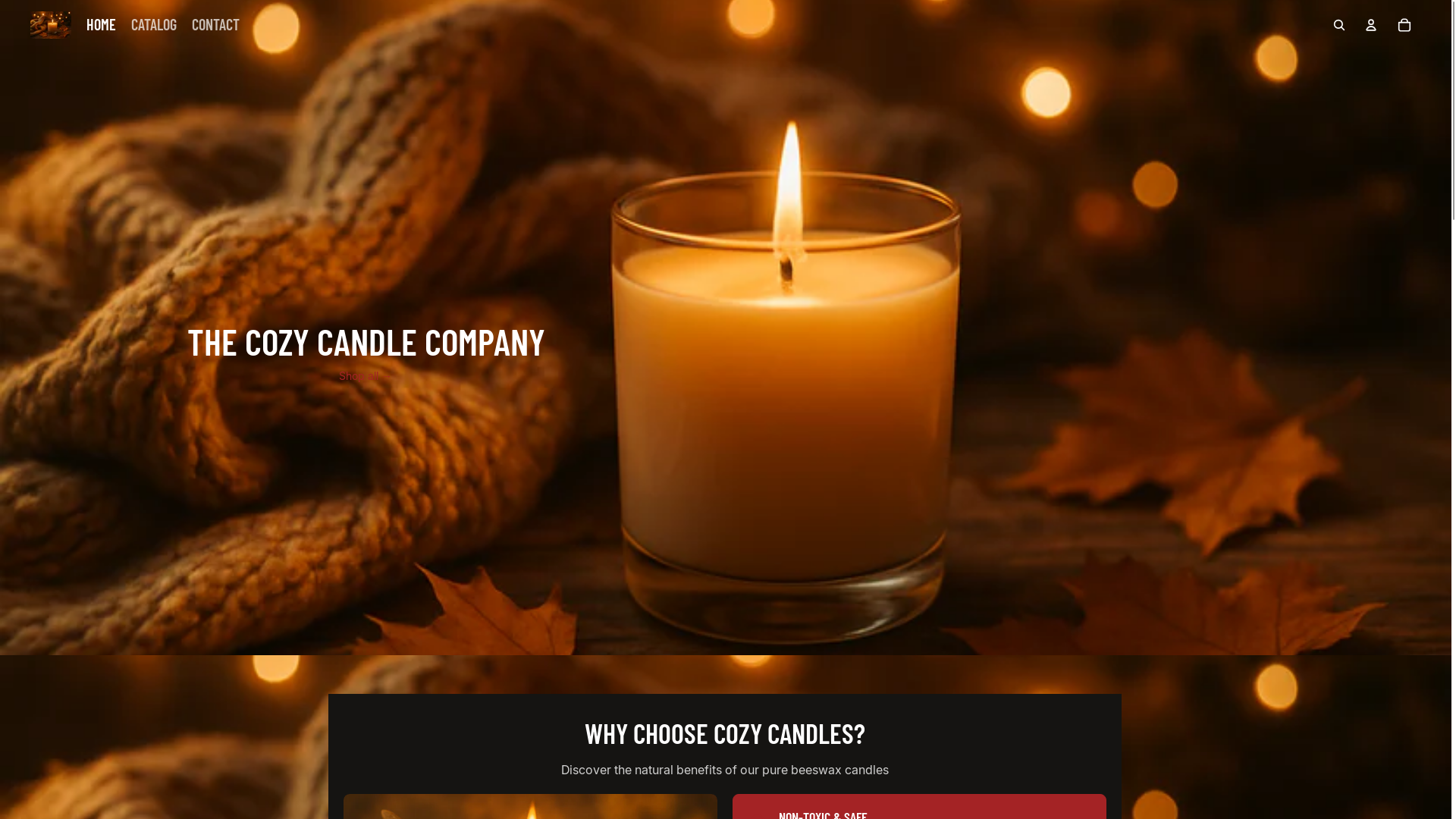 website screenshot of https://shopcozycandles.com/