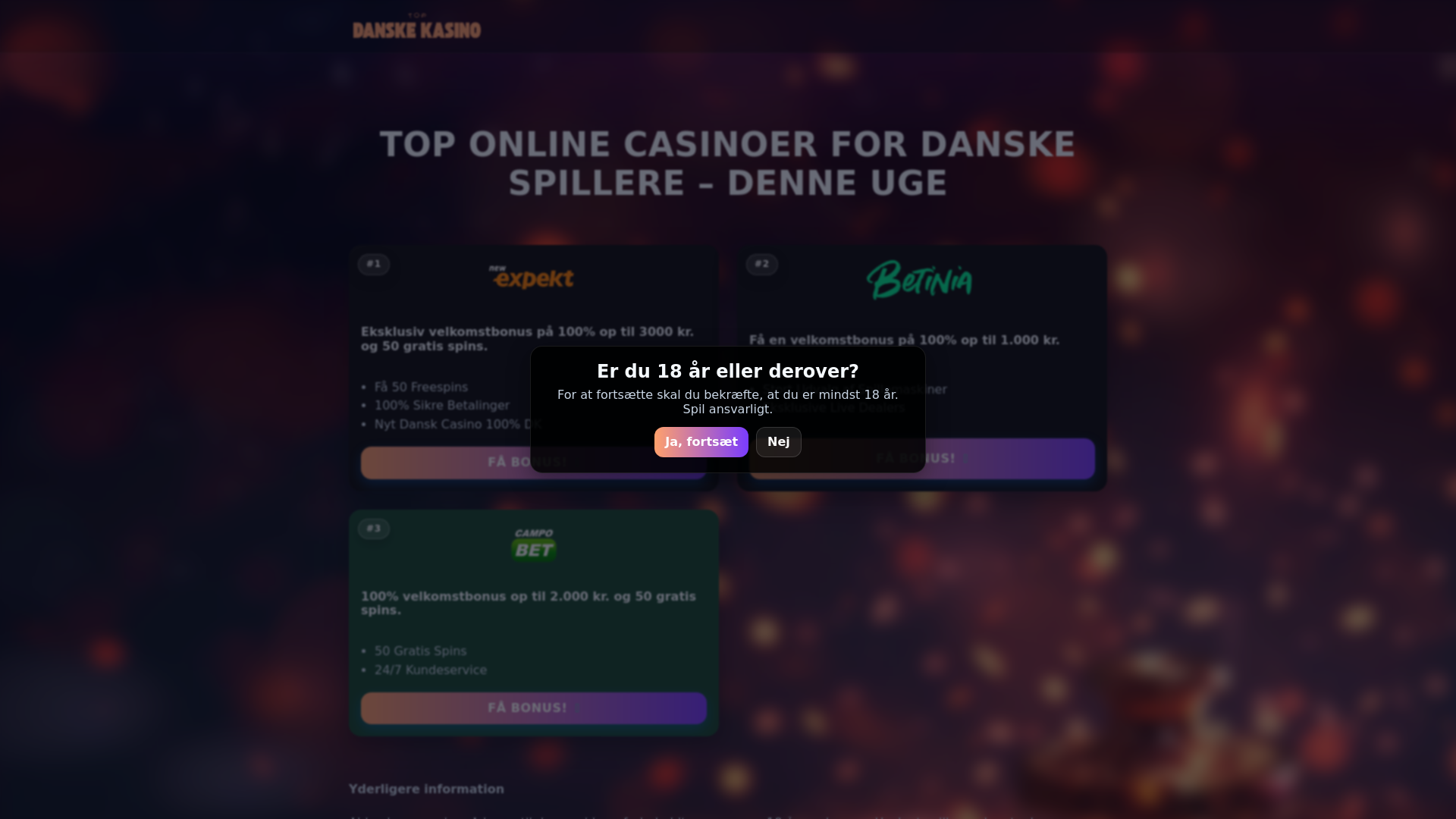 website screenshot of https://topdanskekasino.com/