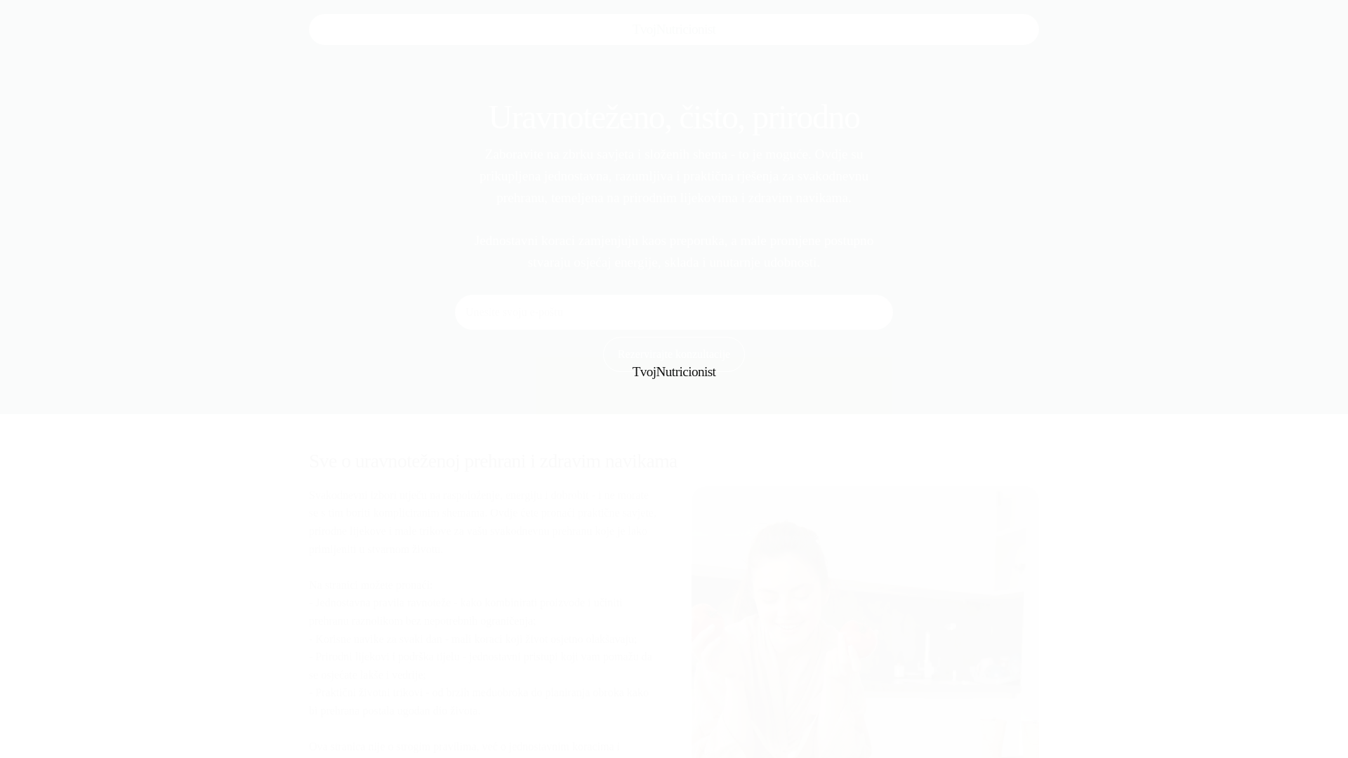 website screenshot of https://tvojnutricionist.info