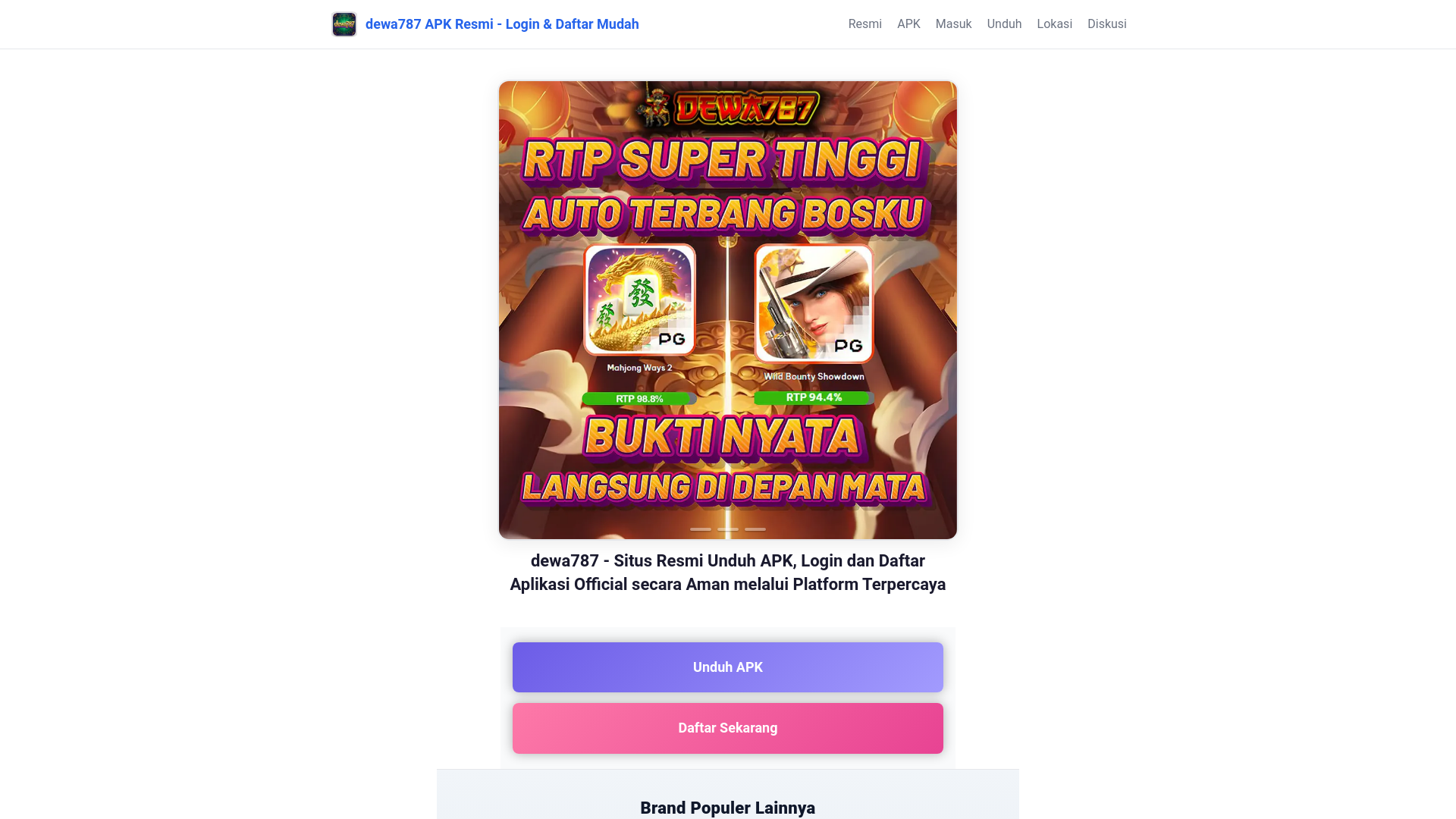 website screenshot of https://dewa787aplikasi.com/