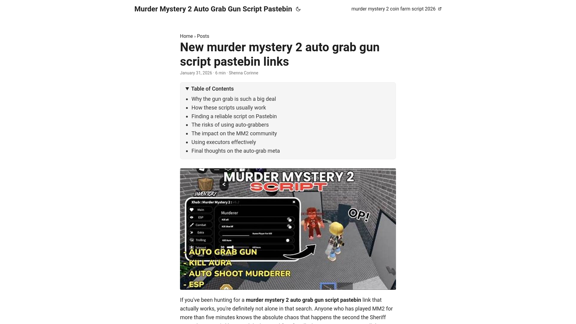 website screenshot of https://murder-mystery-2-auto-grab-gun-script-pastebin.pages.dev/