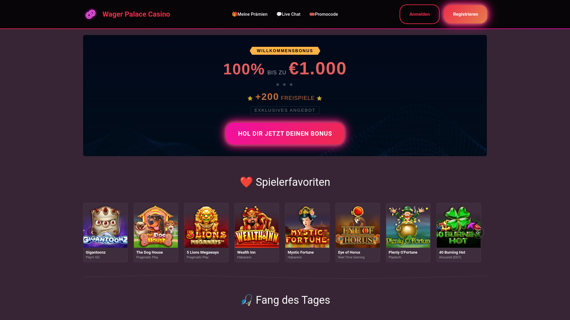 website screenshot of https://wager-palace.ch/