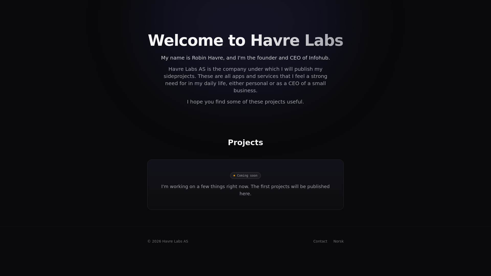 website screenshot of https://havrelabs-landingpage.pages.dev/