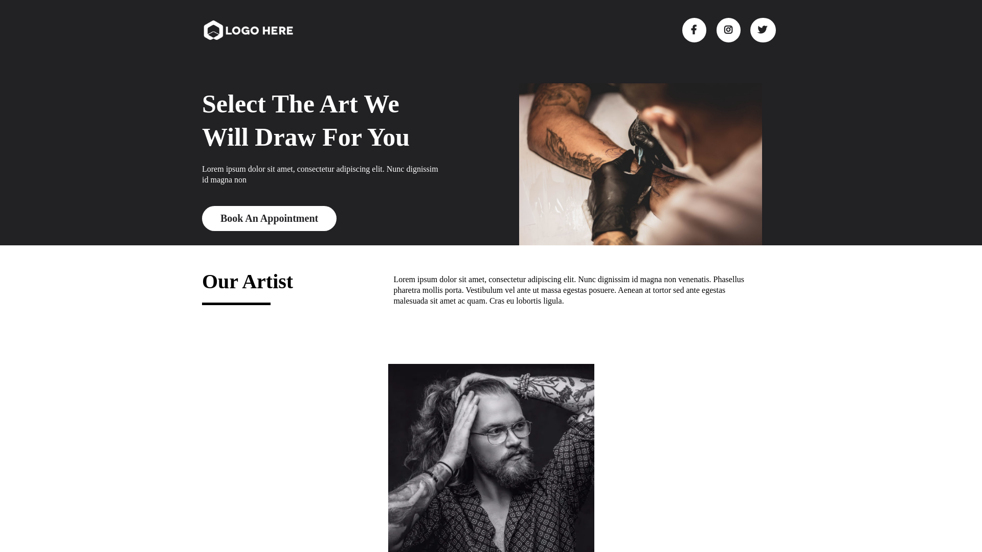 website screenshot of https://cenobitetattoo.com