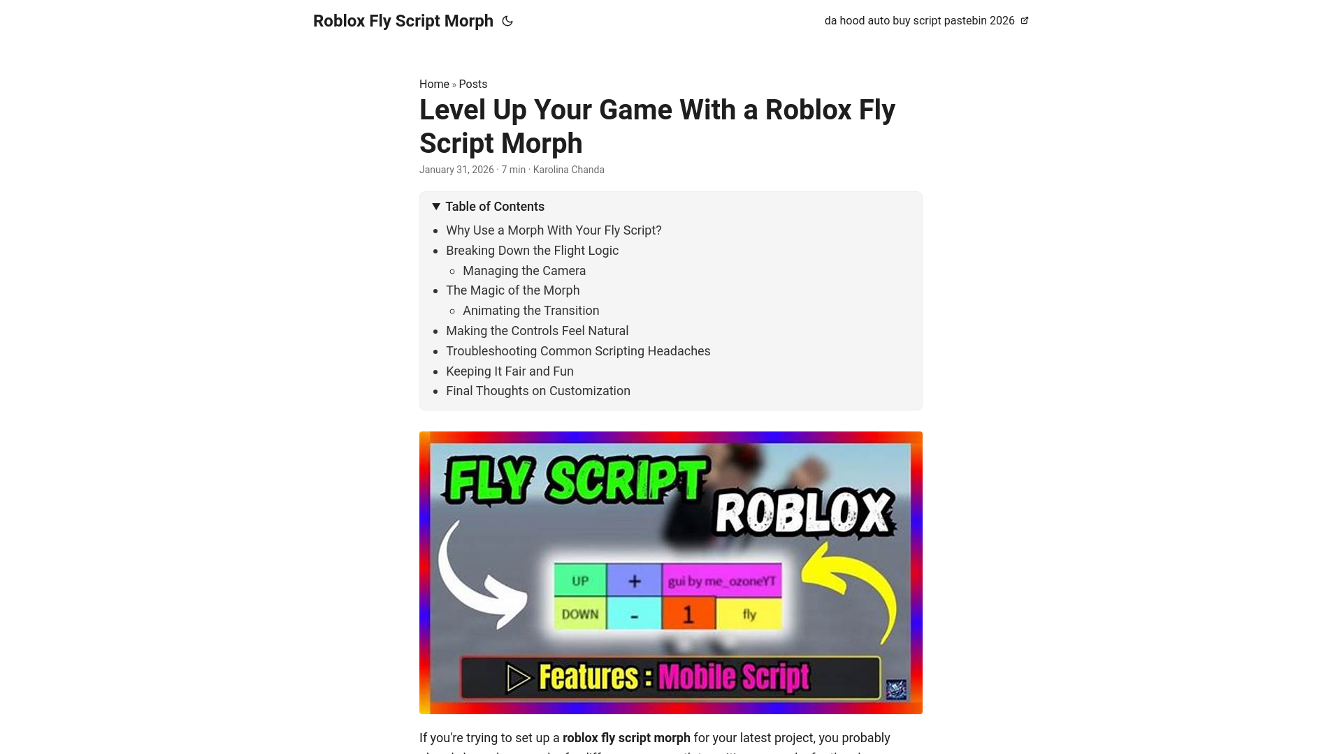 website screenshot of https://roblox-fly-script-morph.pages.dev/
