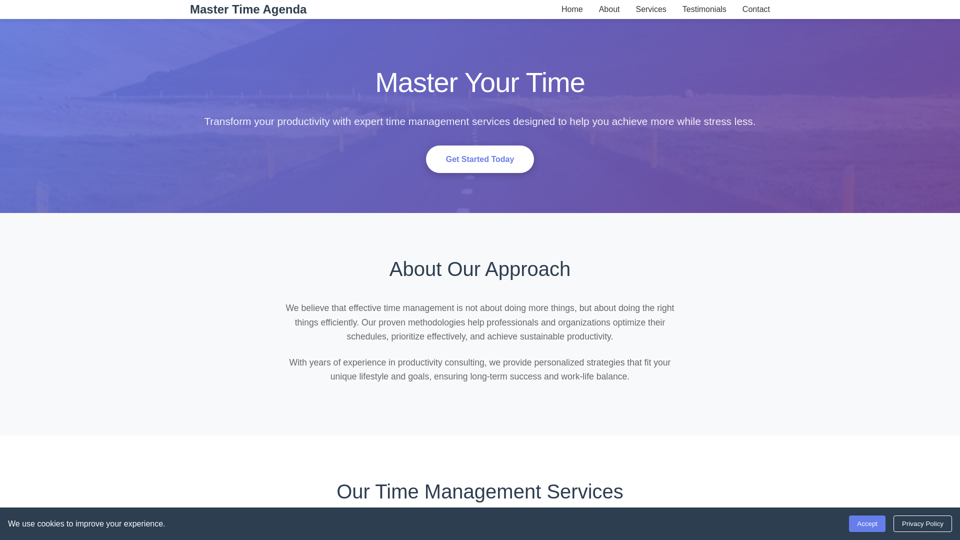 website screenshot of https://mastertimeagenda.digital