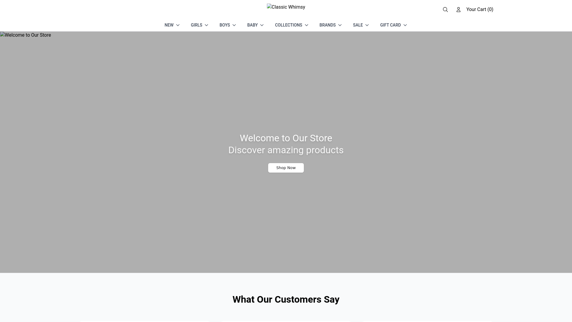 website screenshot of https://classicwhimsyco.shop/