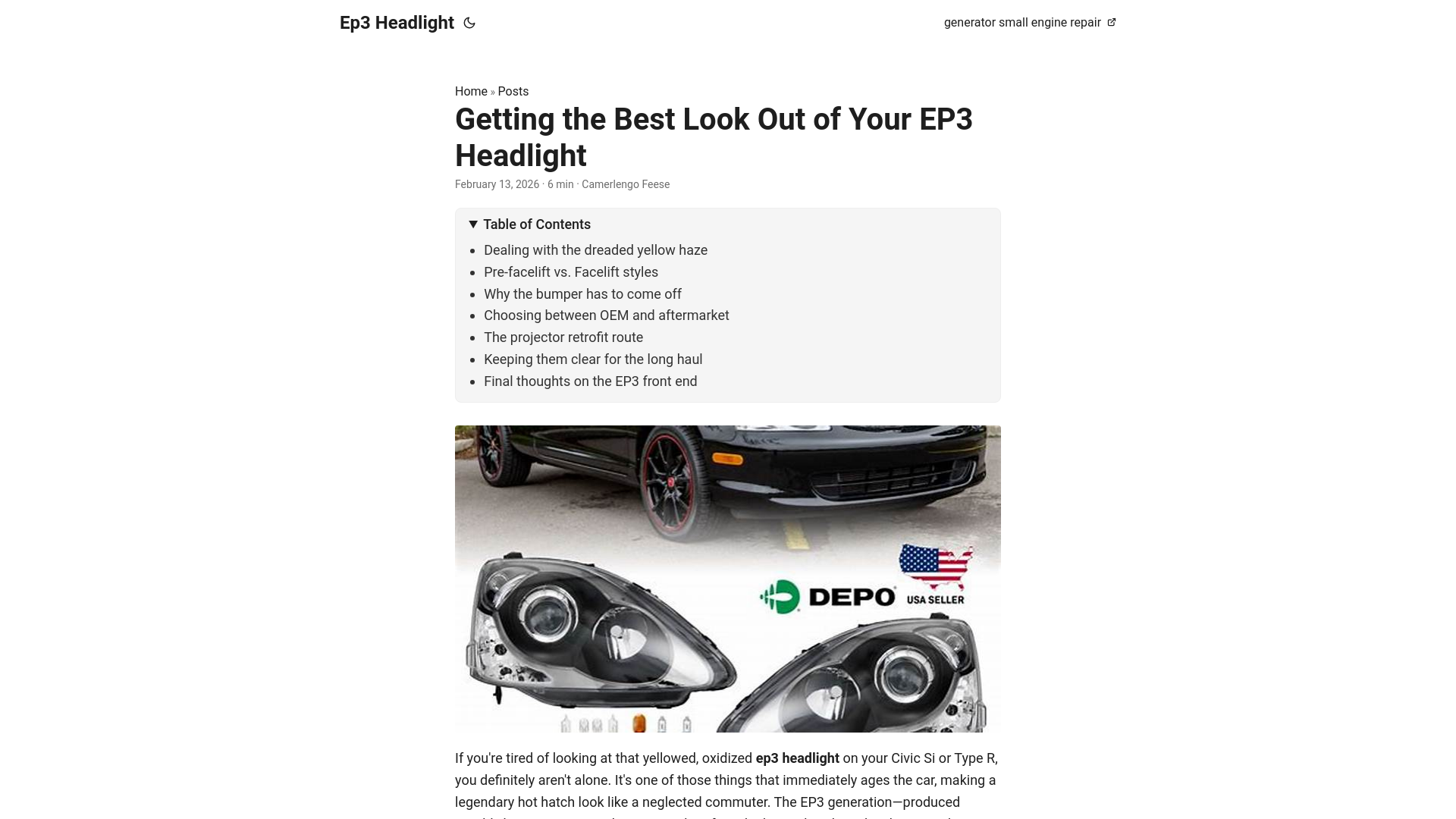 website screenshot of https://ep3-headlight.pages.dev/