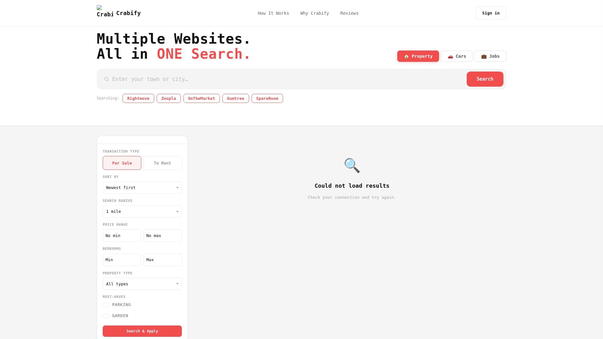 website screenshot of https://crabify.pages.dev/