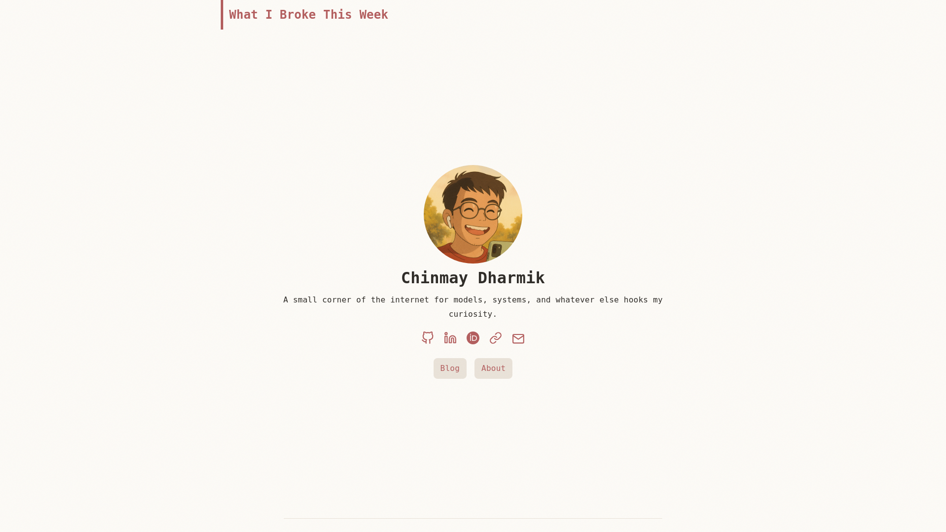 website screenshot of https://whatibrokethisweek.com