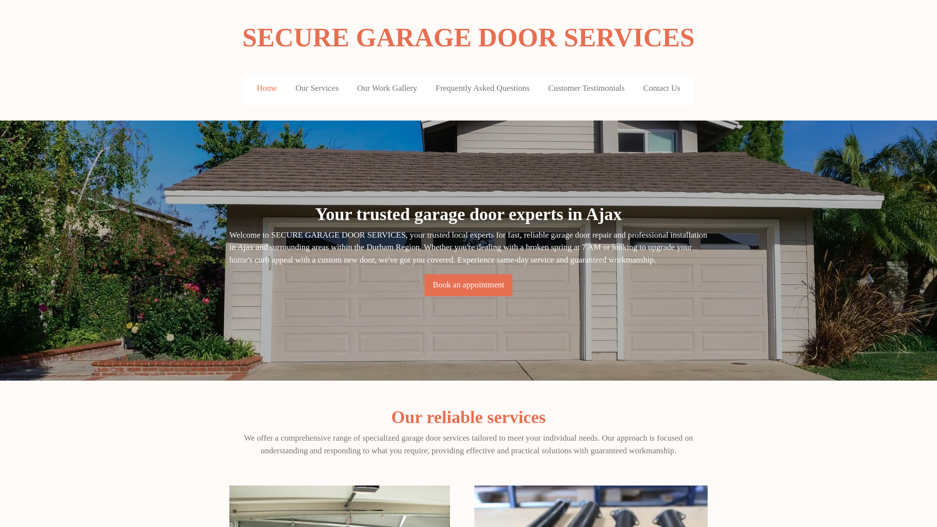 website screenshot of https://securegaragedoorservices.ca/