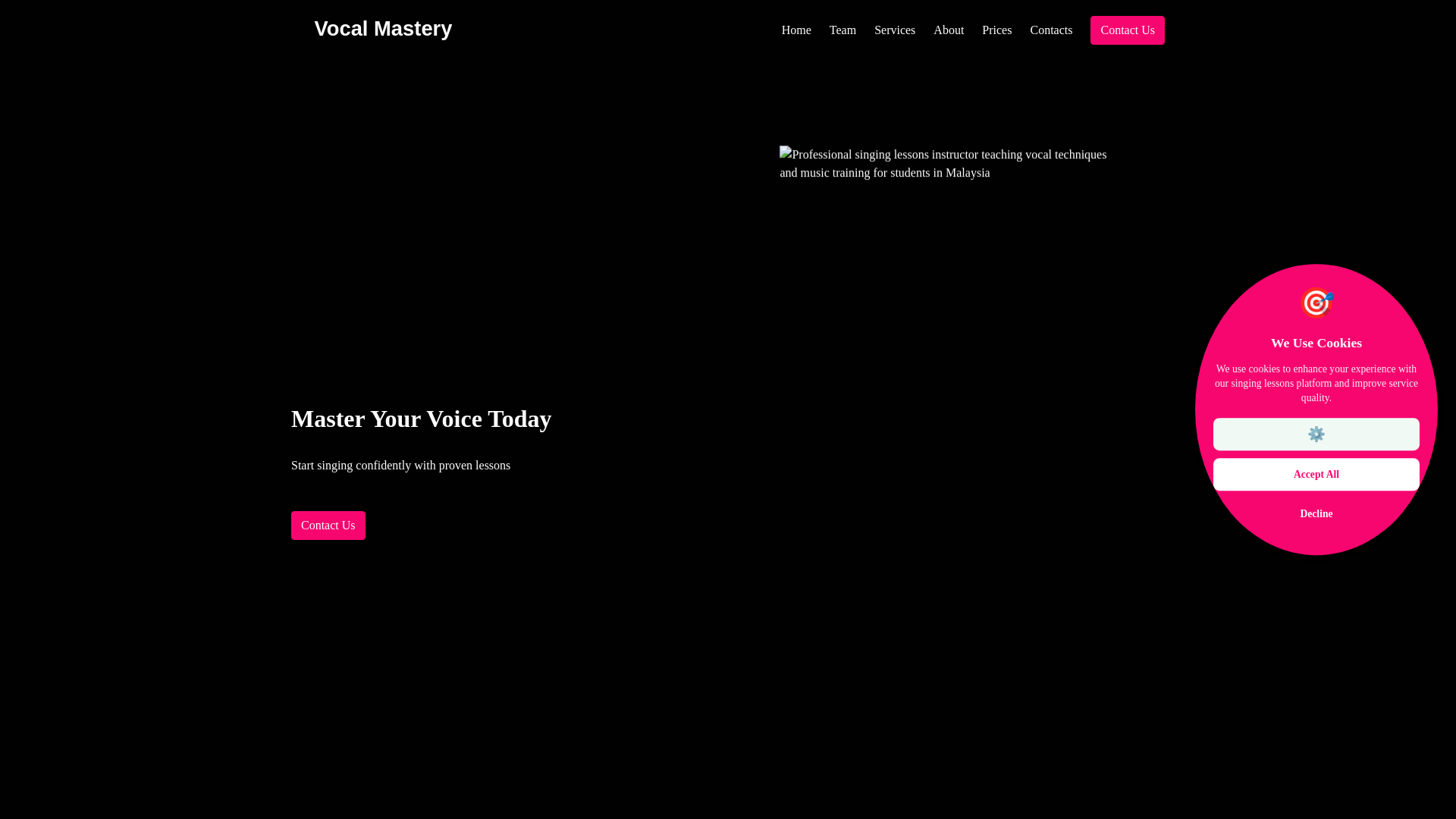 website screenshot of https://vocalmasteryhub.pro