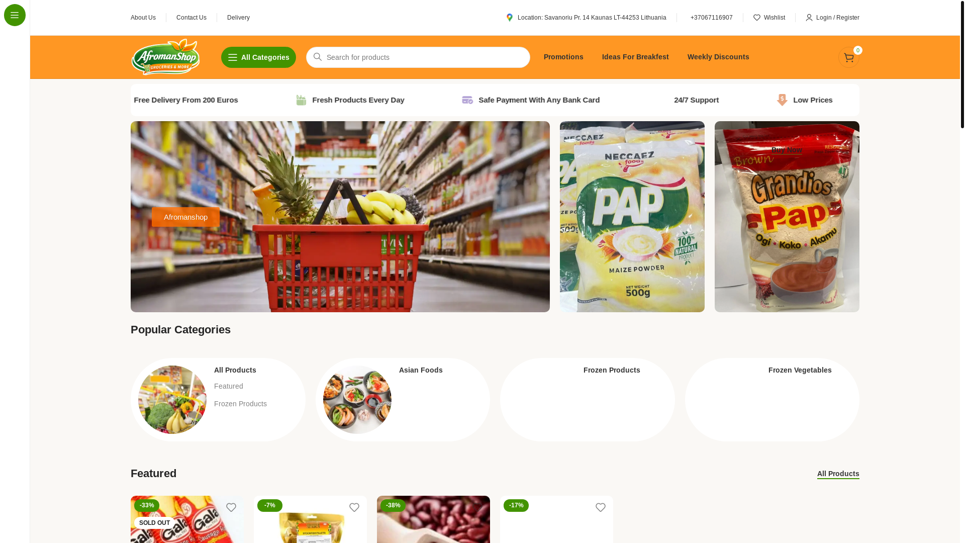 website screenshot of https://afromanshop.com/