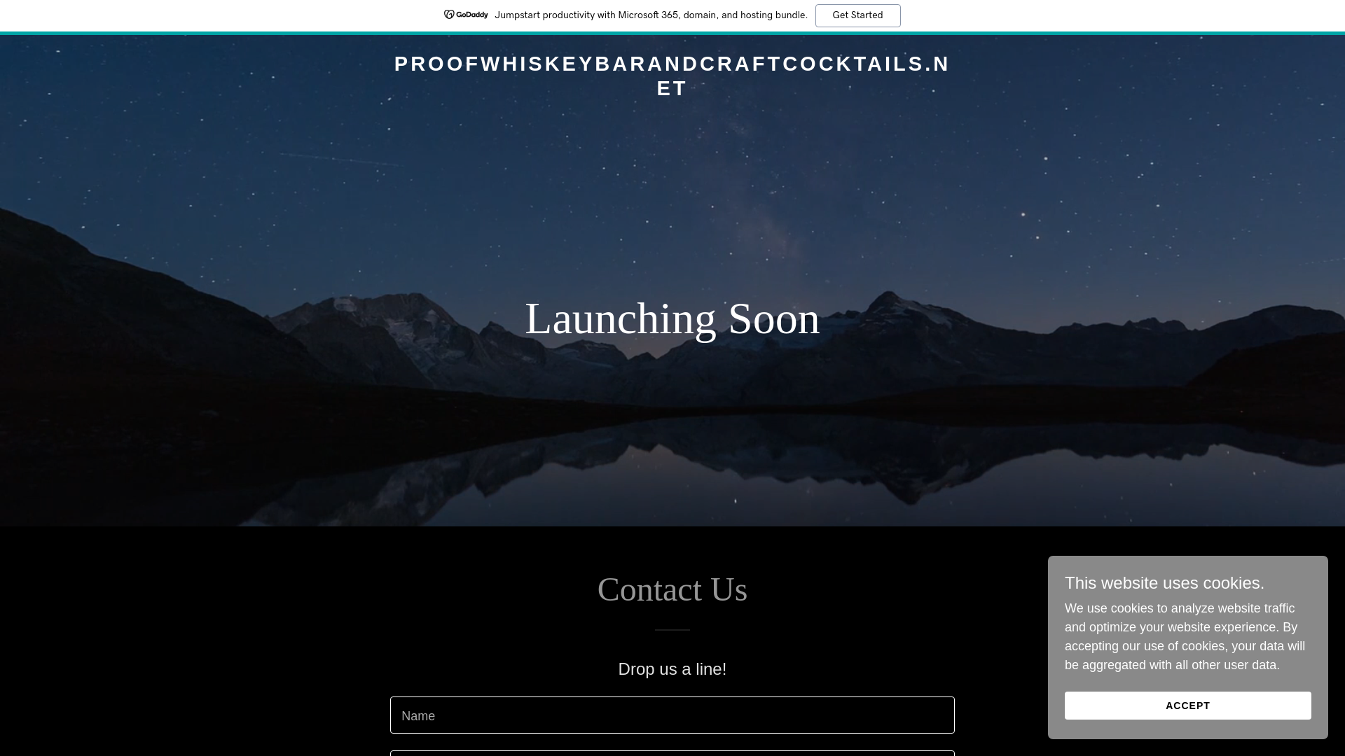 website screenshot of https://proofwhiskeybarandcraftcocktails.net/