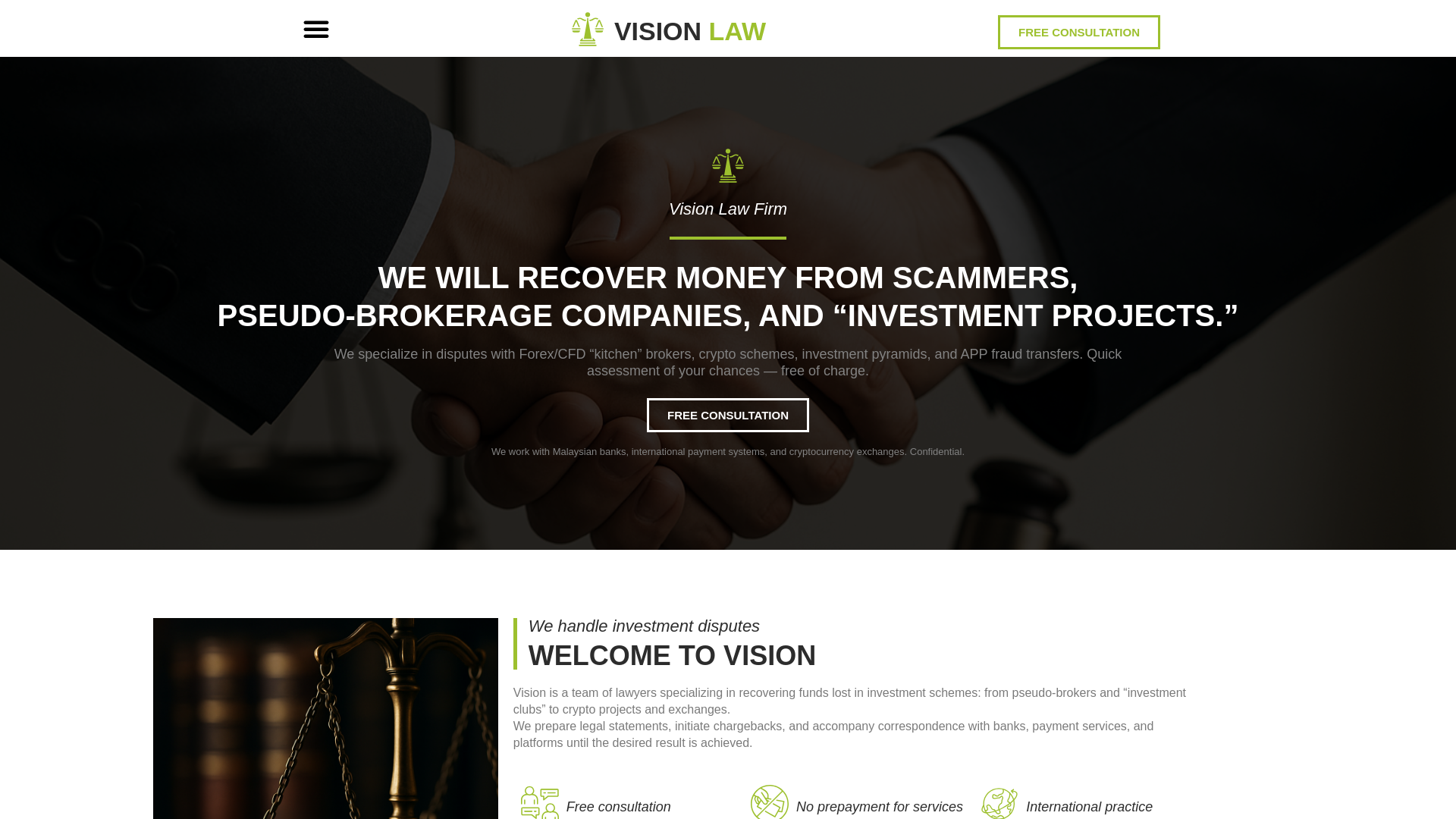 website screenshot of https://vision-law-my.com/