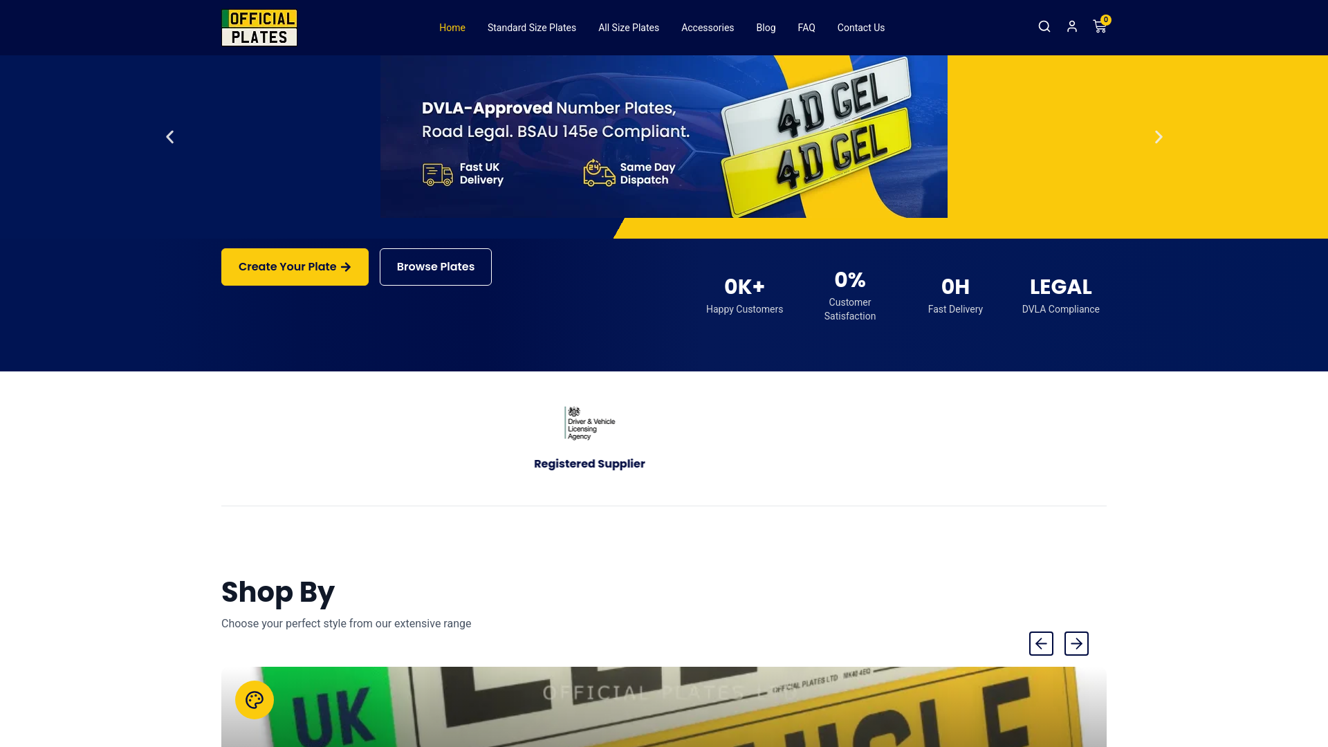 website screenshot of https://officialplates.co.uk/