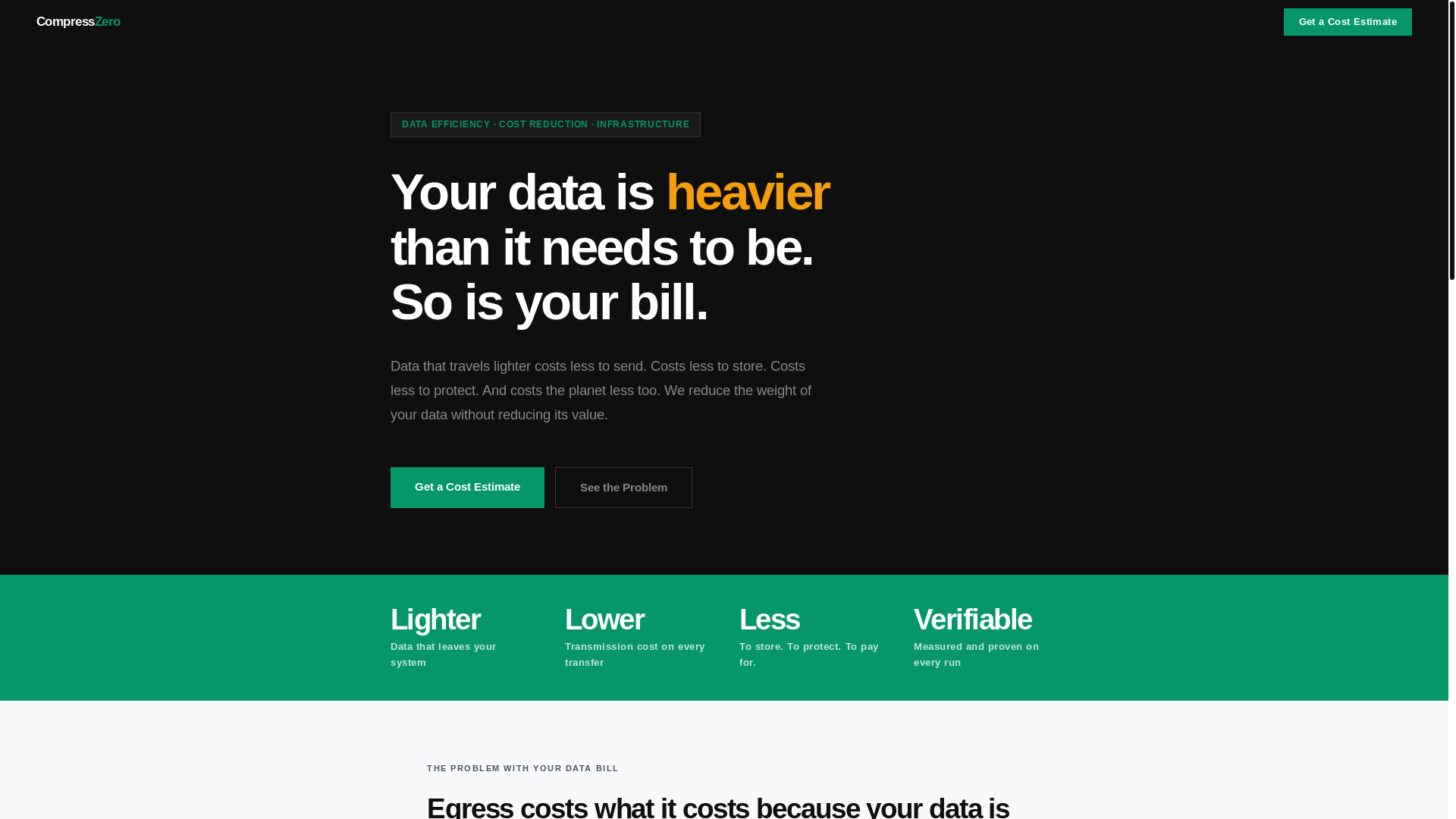 website screenshot of https://compresszero.com/