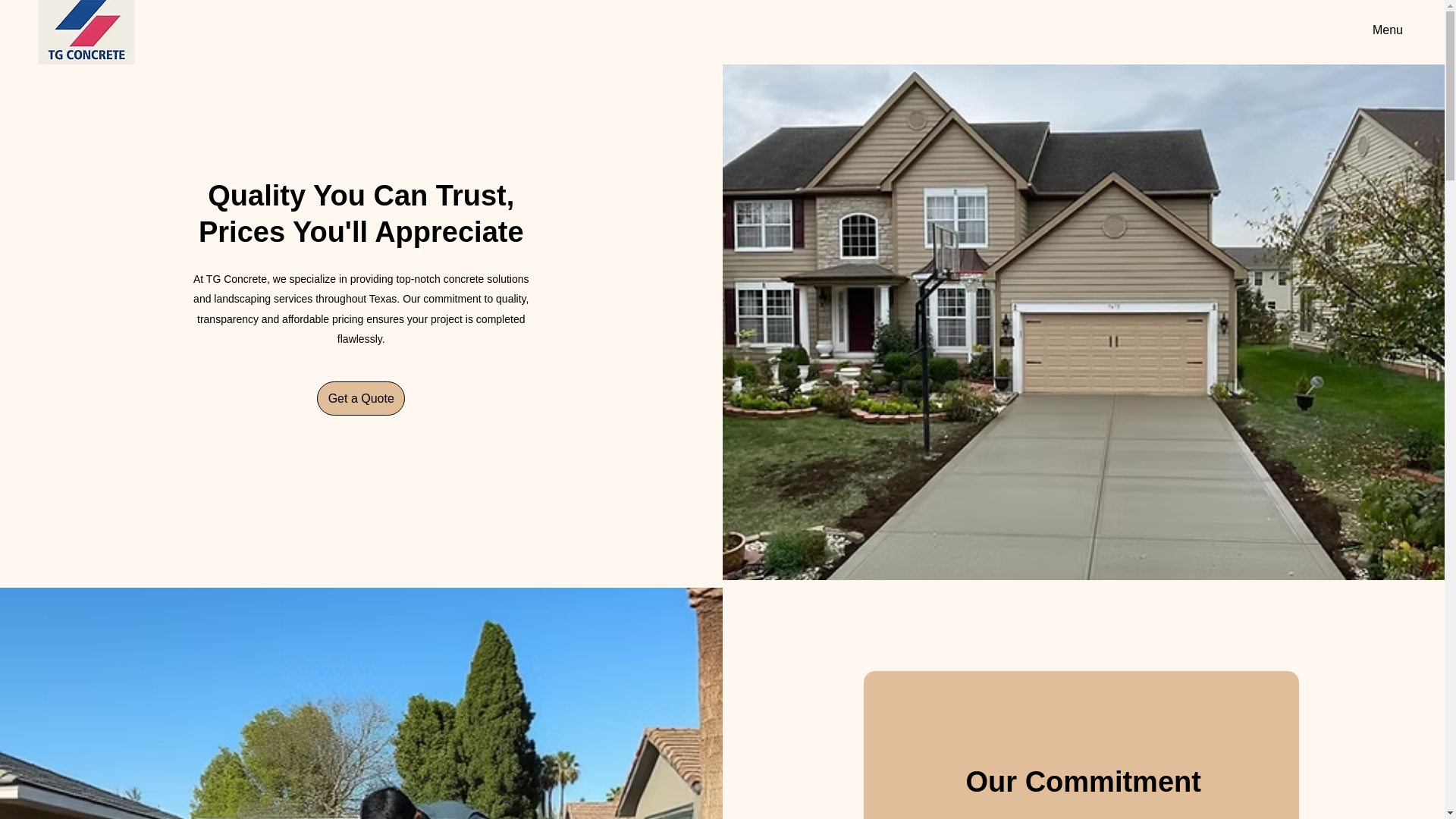 website screenshot of https://tgconcretesolutions.com/
