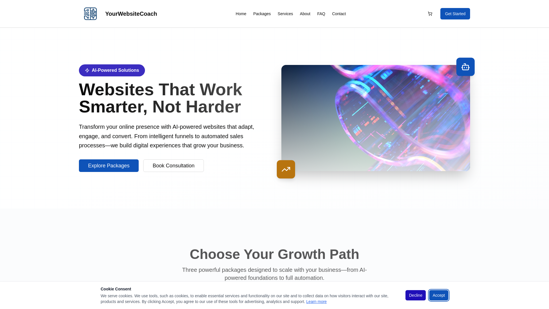 website screenshot of https://yourwebsitecoach.club/