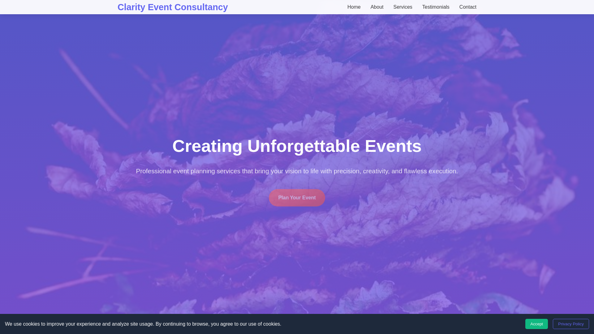 website screenshot of https://clarityeventconsultancy.digital