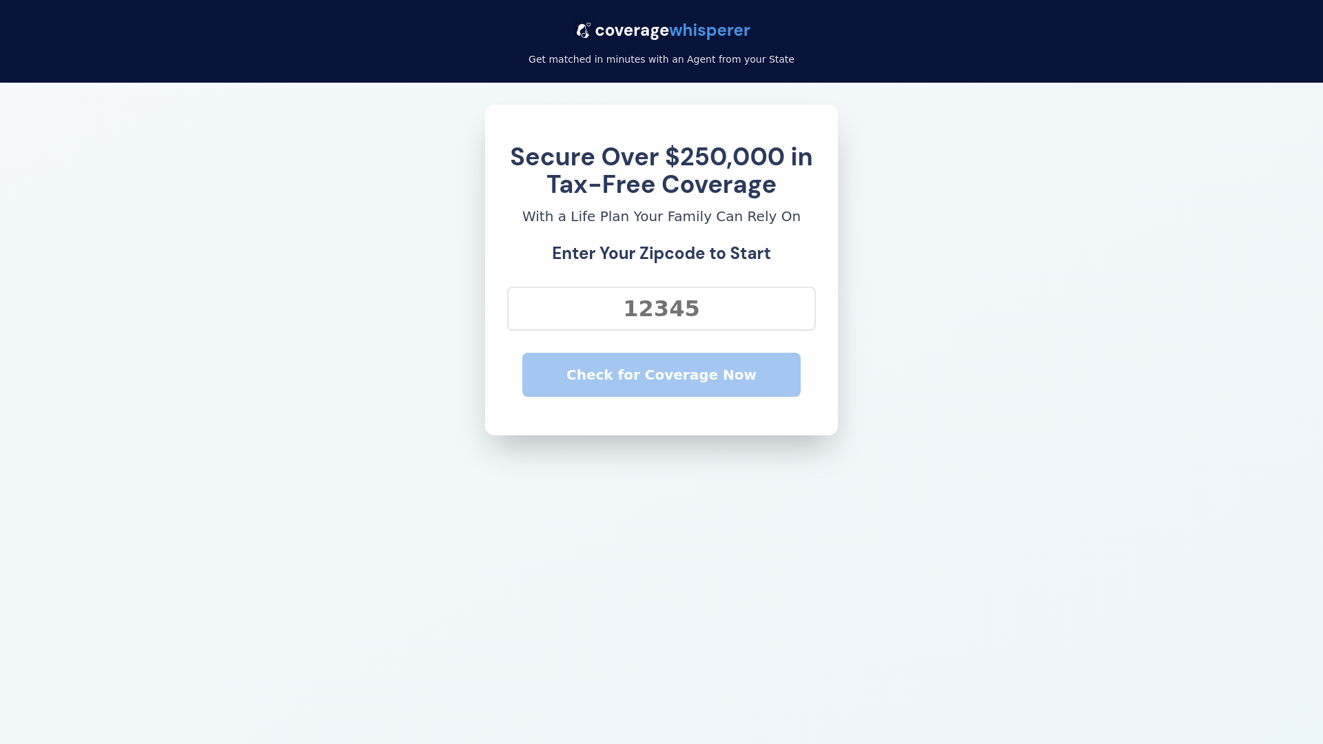 website screenshot of https://coveragewhisperer.com/