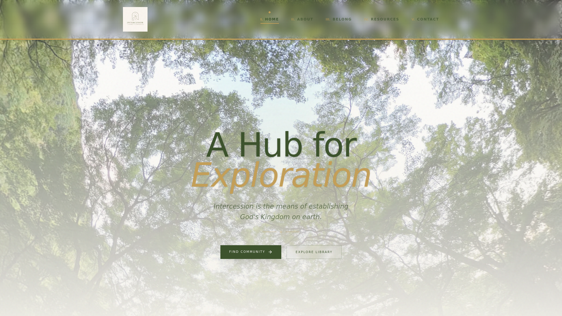 website screenshot of https://intercessor.uk