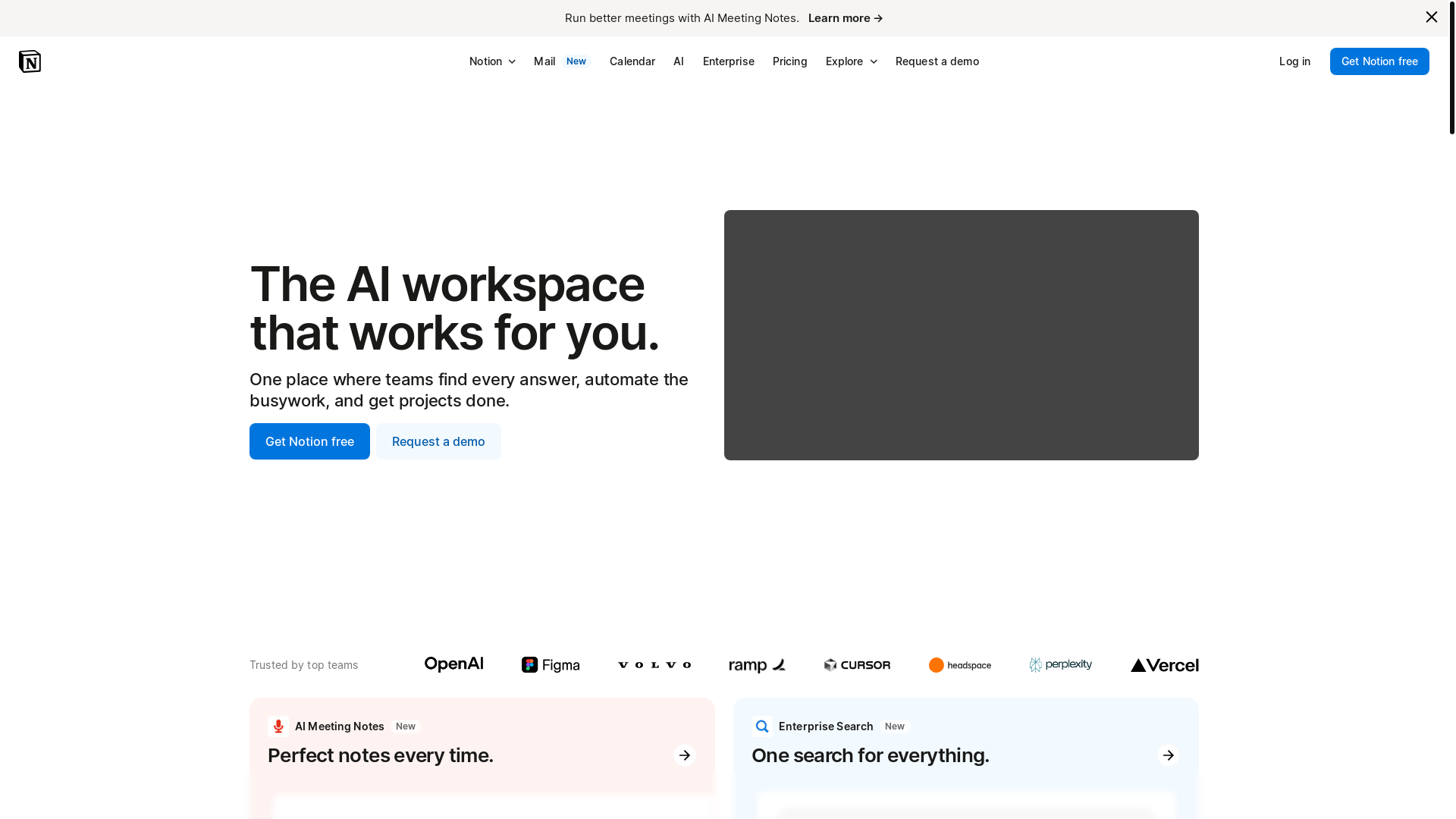 website screenshot of https://notion.so/