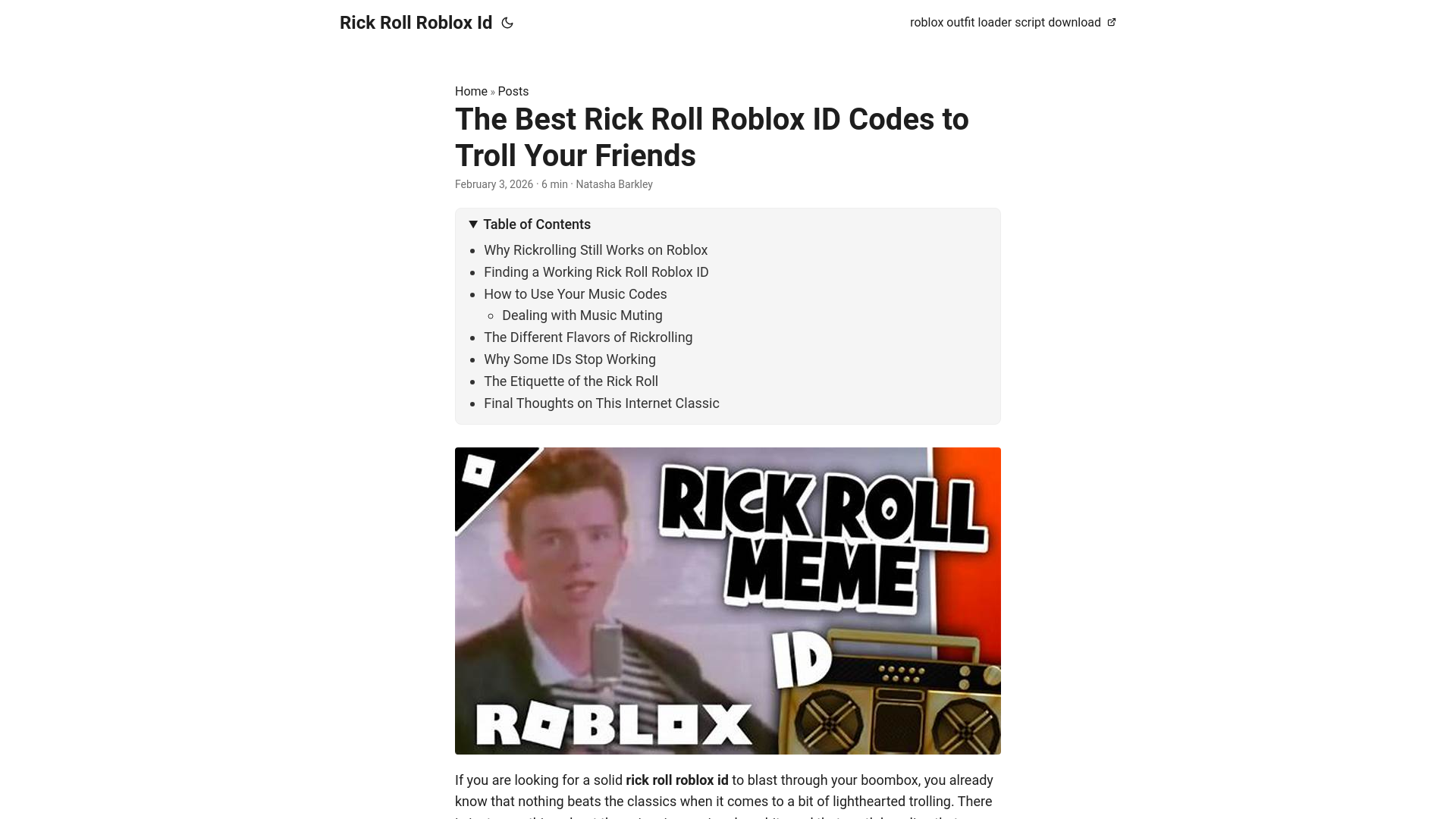 website screenshot of https://rick-roll-roblox-id.pages.dev/