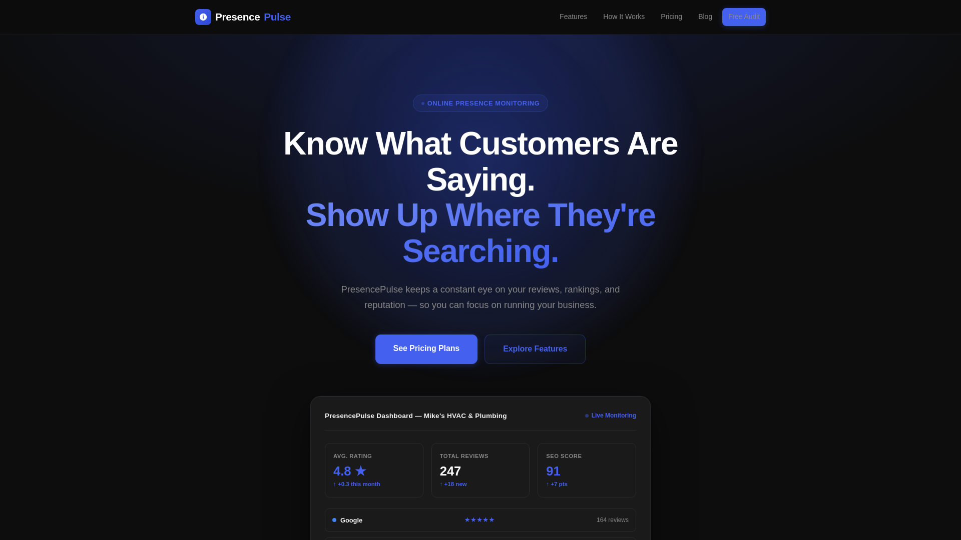 website screenshot of https://presencepulse.org