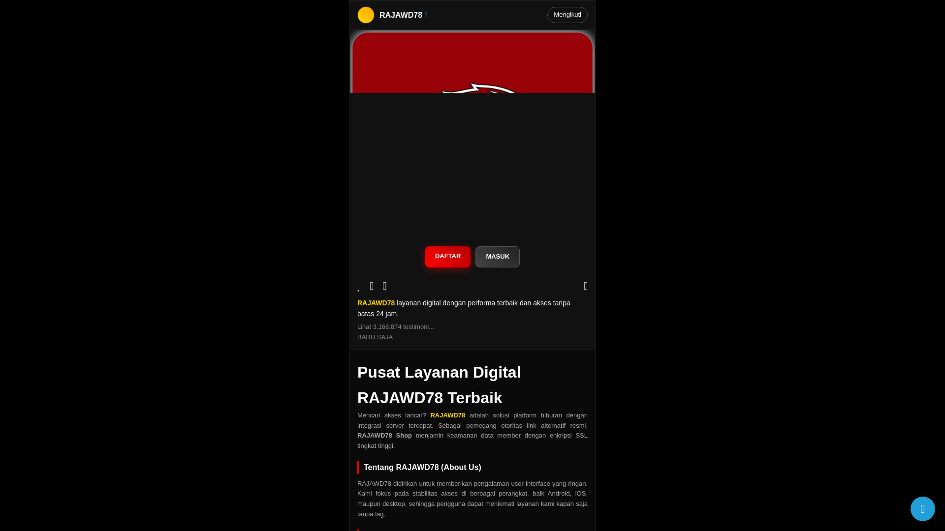 website screenshot of https://rajawd78.shop/